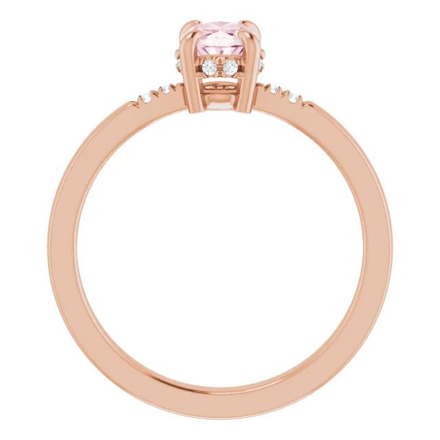 Natural Pink Morganite and .06ct Natural Diamond Claw-Prong Ring - Gems by Gigi