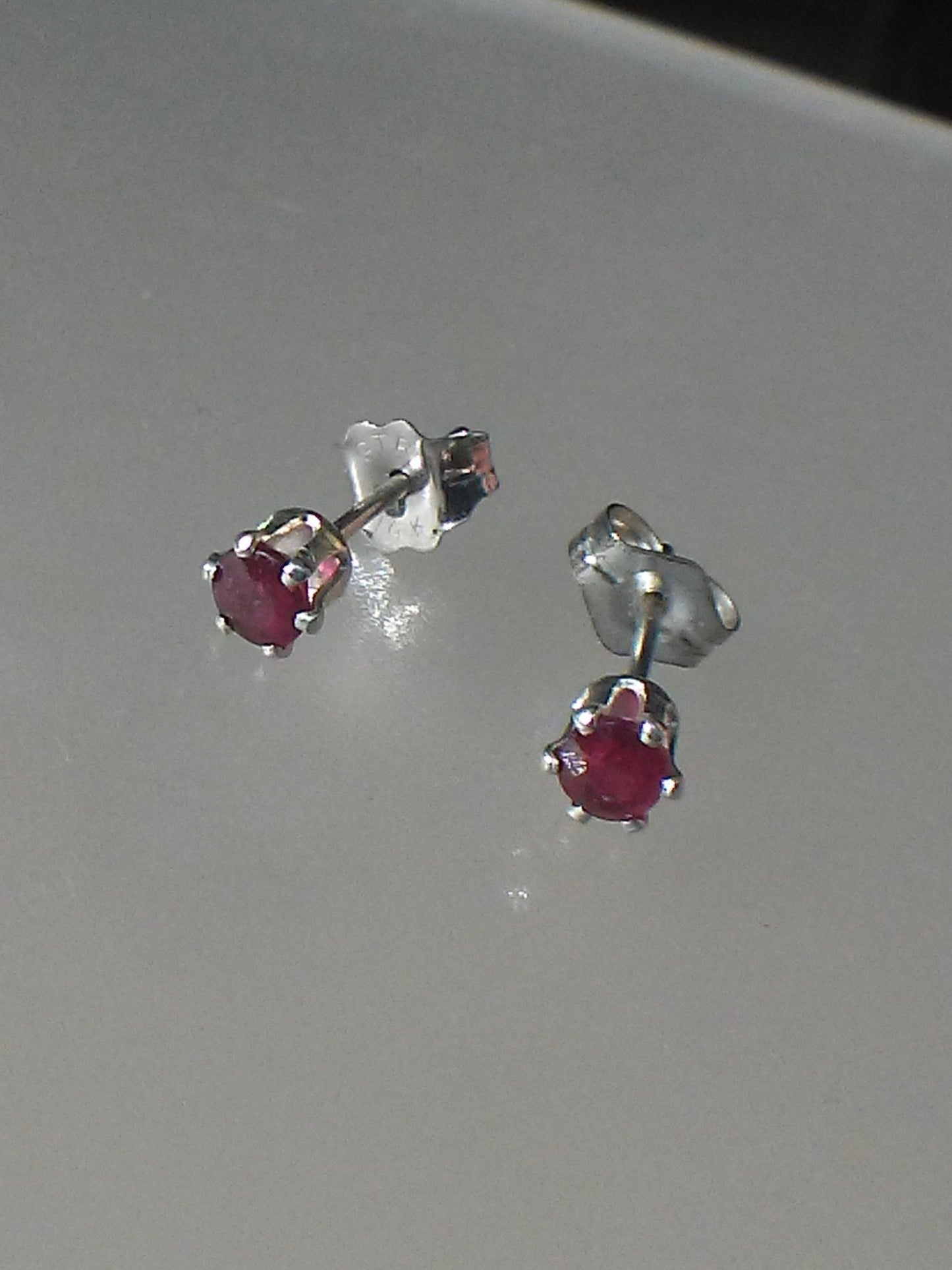 Natural Ruby Round Stud Earrings Sterling Silver 3mm Studs - Gems by Gigi