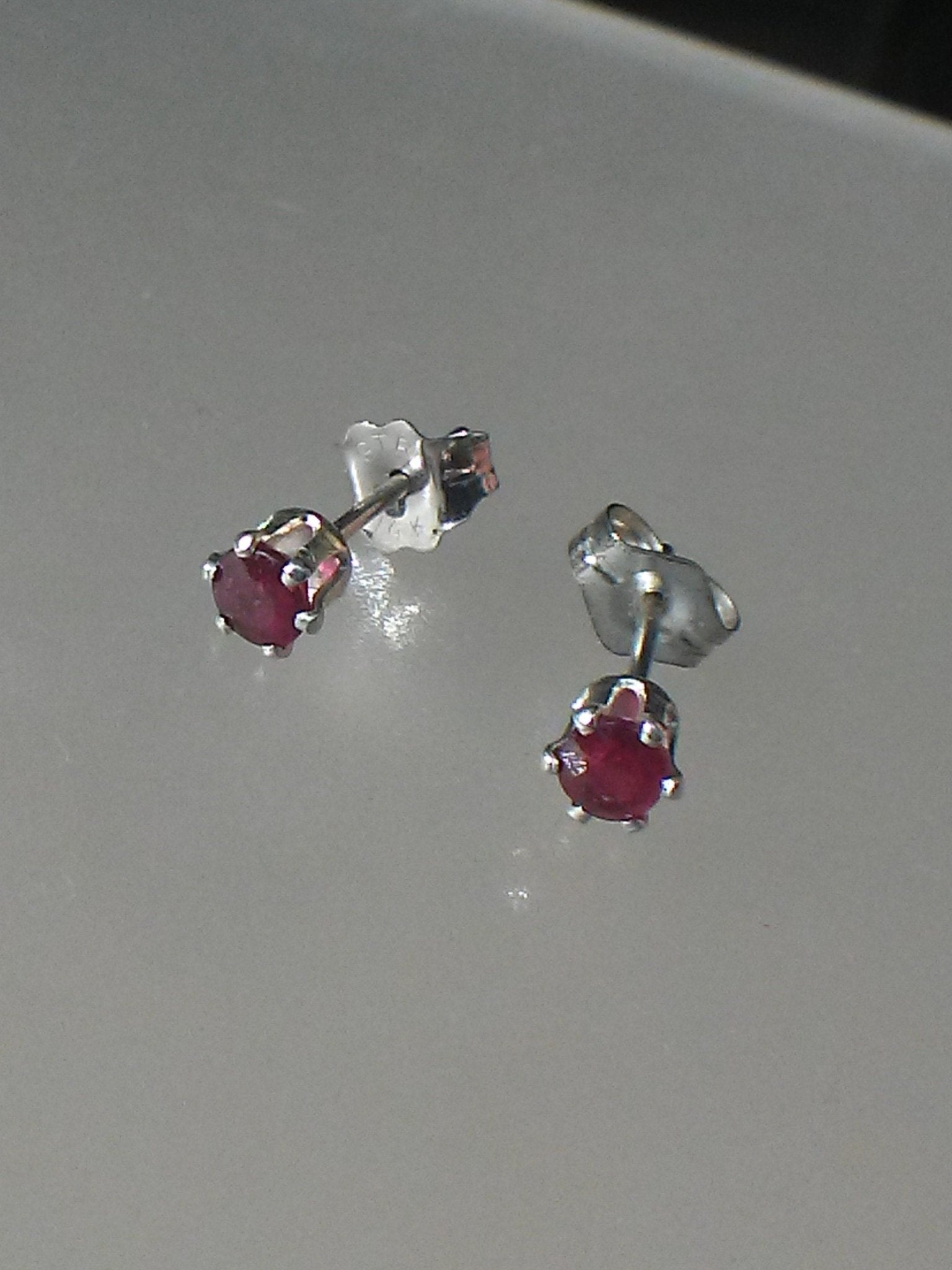 Natural Ruby Round Stud Earrings Sterling Silver 3mm Studs - Gems by Gigi