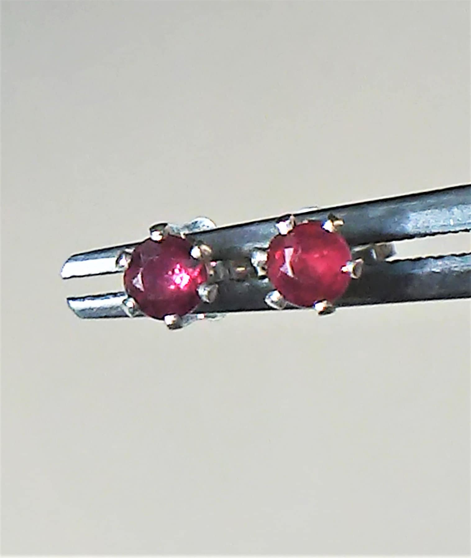 Natural Ruby Round Stud Earrings Sterling Silver 3mm Studs - Gems by Gigi