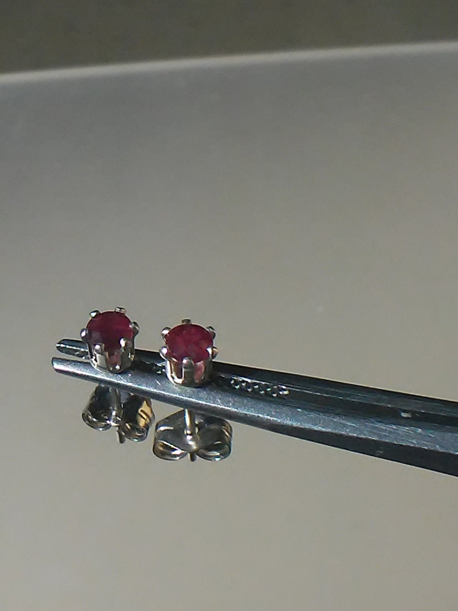 Natural Ruby Round Stud Earrings Sterling Silver 3mm Studs - Gems by Gigi