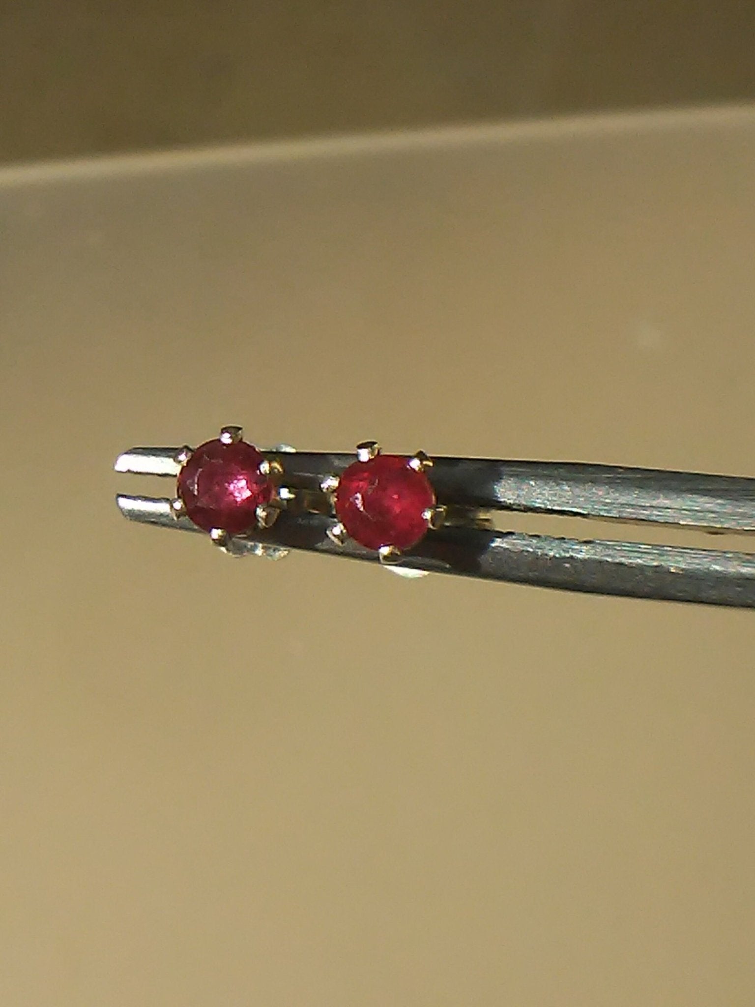 Natural Ruby Round Stud Earrings Sterling Silver 3mm Studs - Gems by Gigi