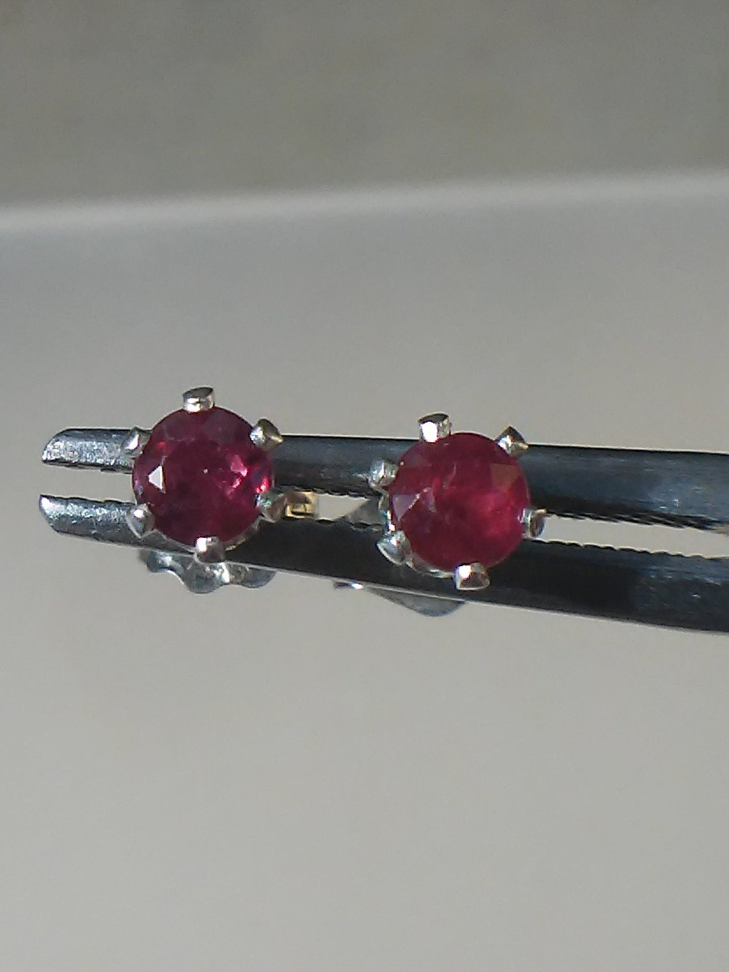 Natural Ruby Round Stud Earrings Sterling Silver 3mm Studs - Gems by Gigi