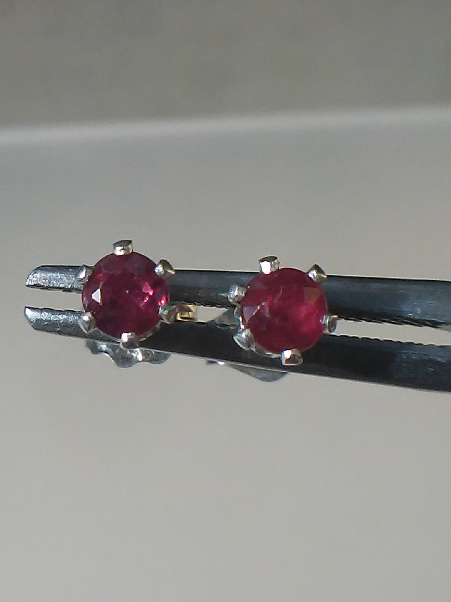 Natural Ruby Round Stud Earrings Sterling Silver 3mm Studs - Gems by Gigi