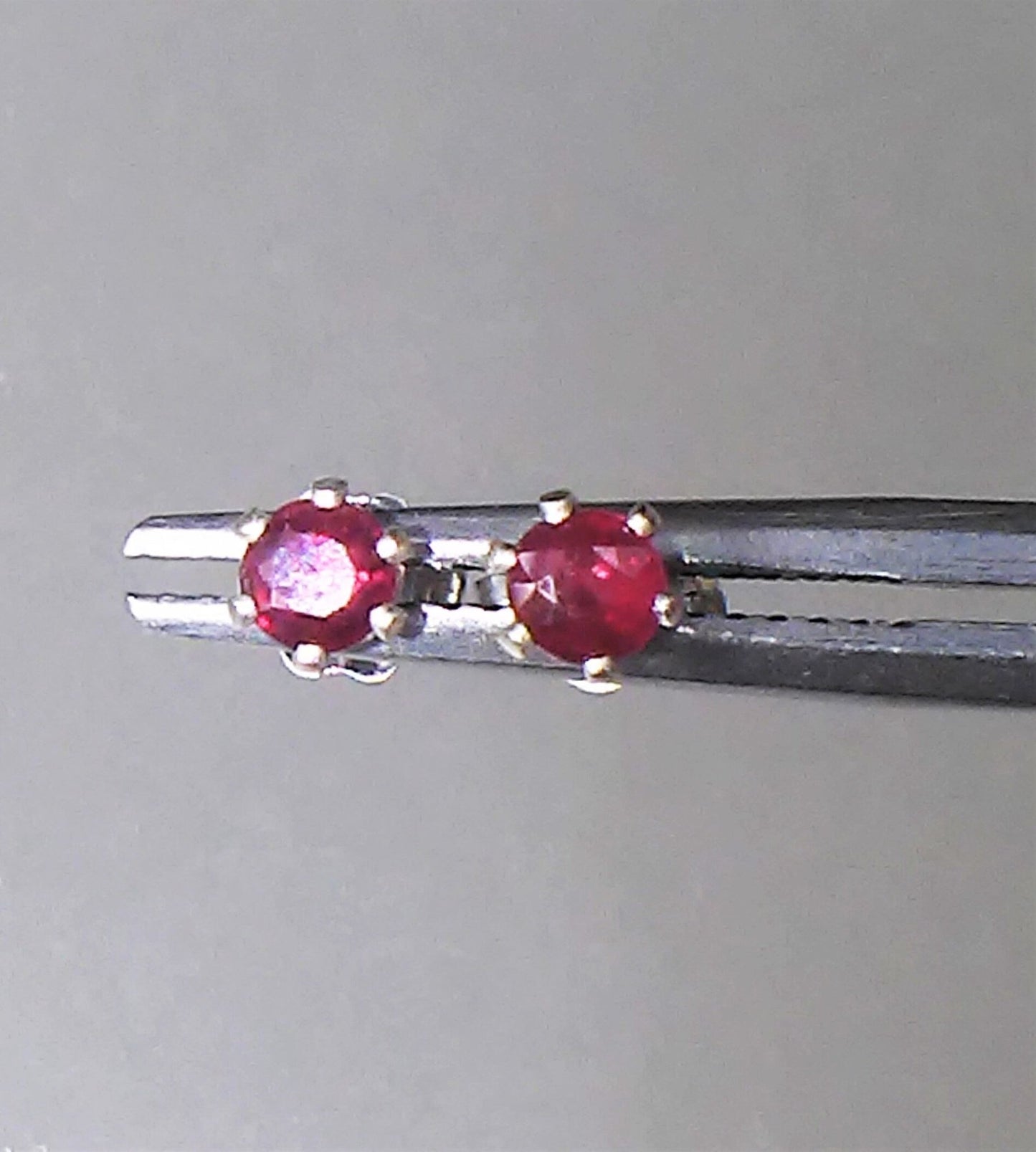 Natural Ruby Round Stud Earrings Sterling Silver 3mm Studs - Gems by Gigi
