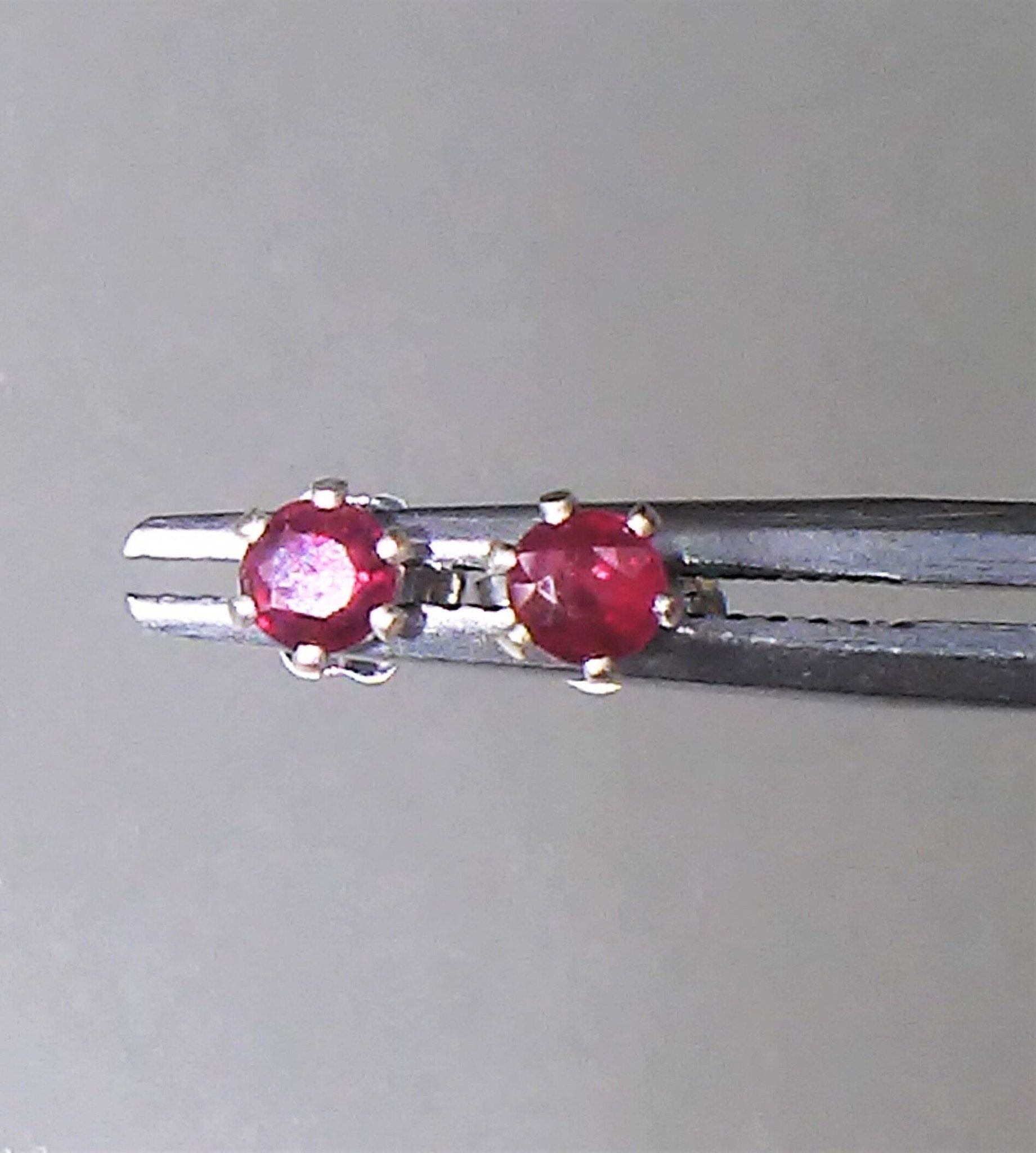 Natural Ruby Round Stud Earrings Sterling Silver 3mm Studs - Gems by Gigi