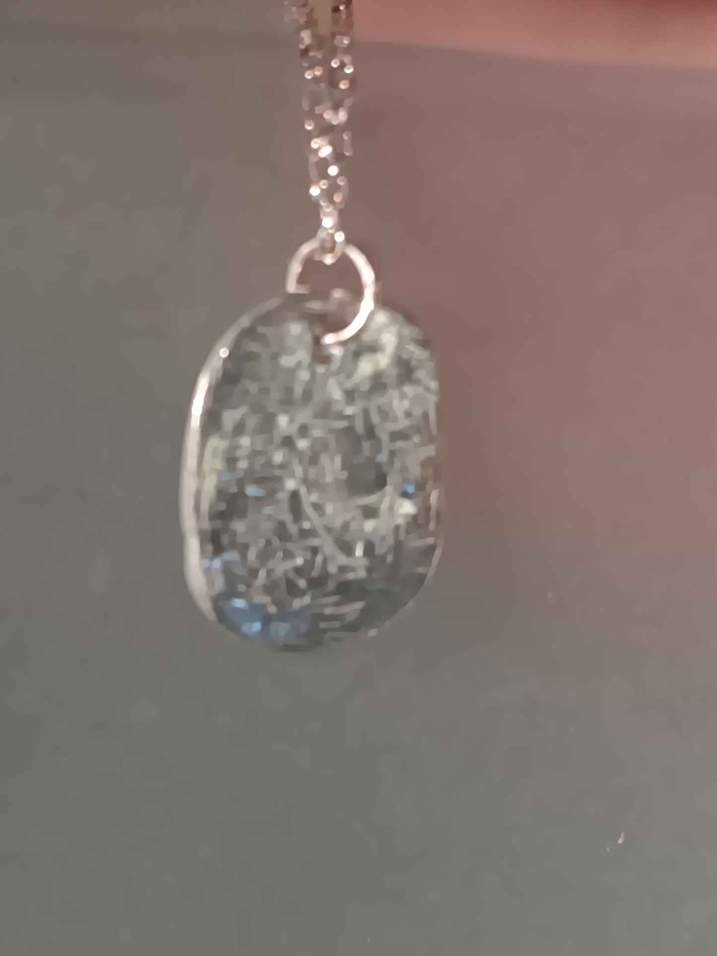 Ocean Inspired Sapphire Pendant Oval Textured Fine Silver 22kt Gold - Gems by Gigi