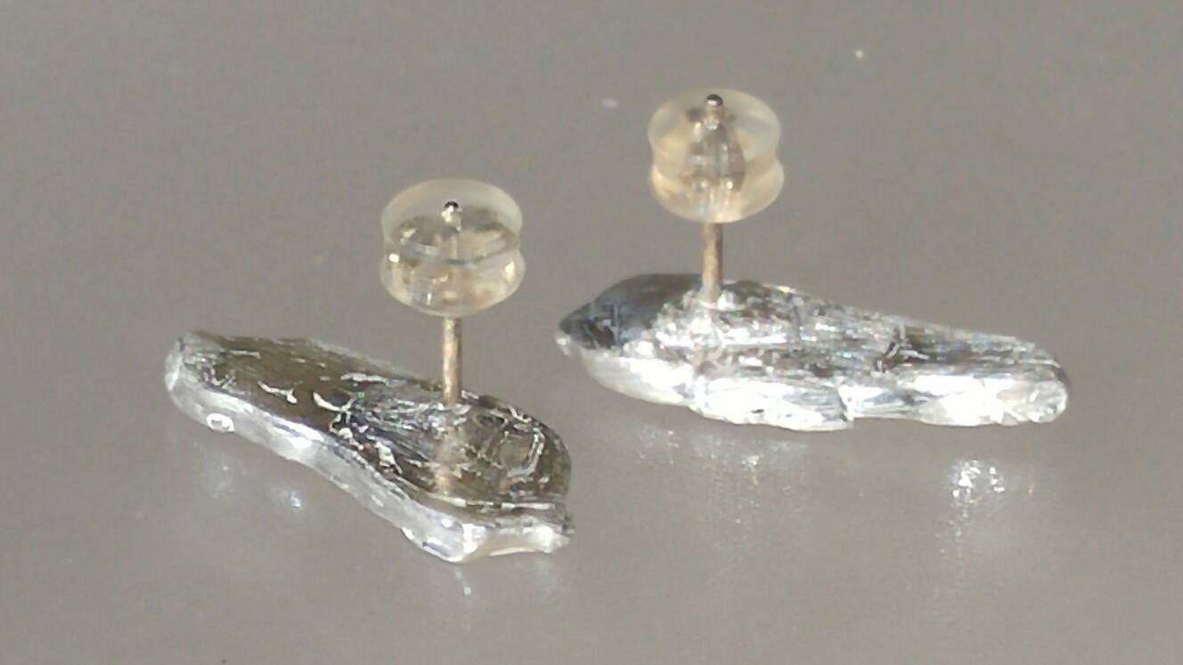Olive Leaf Purple Sapphire Earrings Fine Silver 14kt Yellow Gold - Gems by Gigi