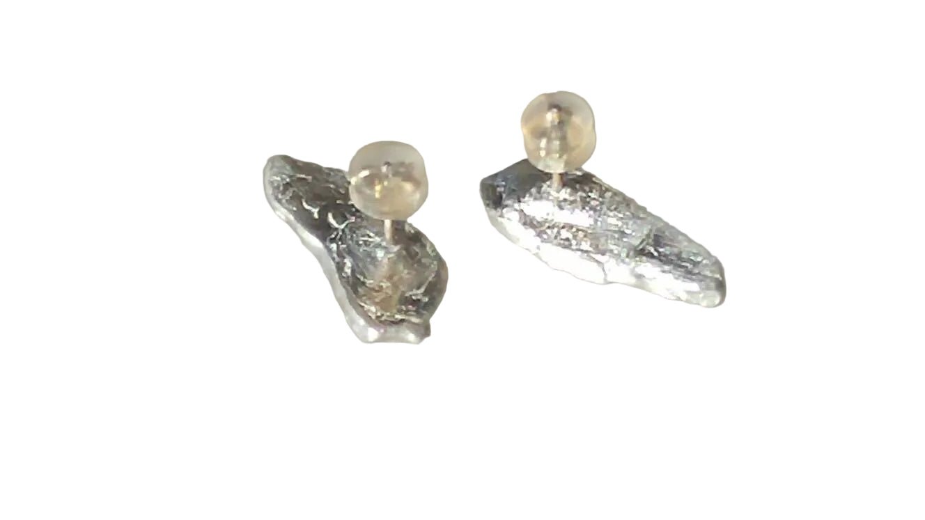 Olive Leaf Purple Sapphire Earrings Fine Silver 14kt Yellow Gold - Gems by Gigi