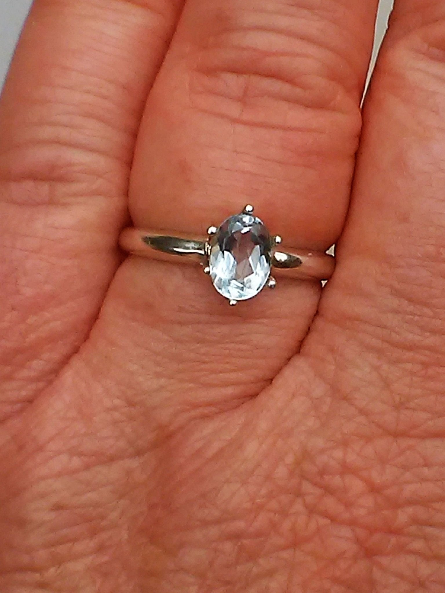 Oval Aquamarine Solitaire Ring - Gems by Gigi
