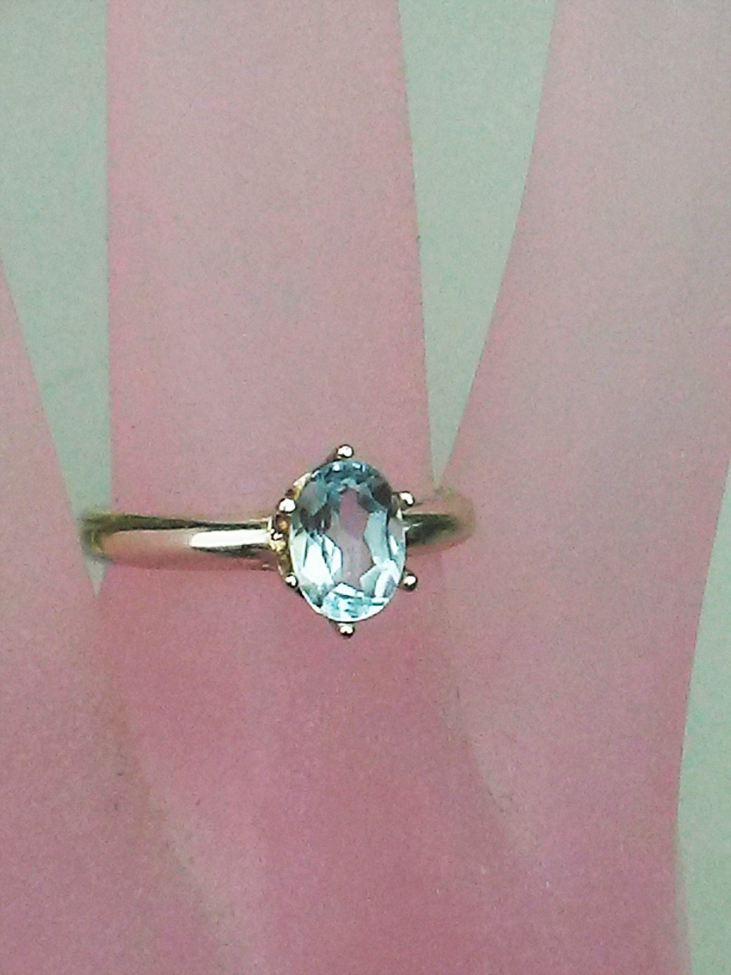 Oval Aquamarine Solitaire Ring - Gems by Gigi
