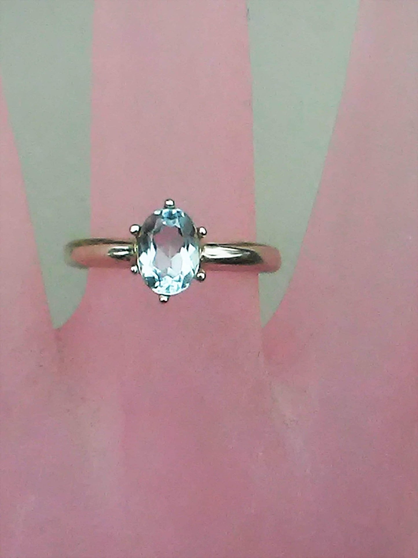 Oval Aquamarine Solitaire Ring - Gems by Gigi