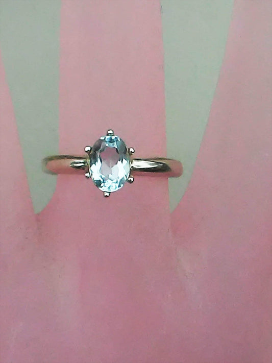 Oval Aquamarine Solitaire Ring - Gems by Gigi