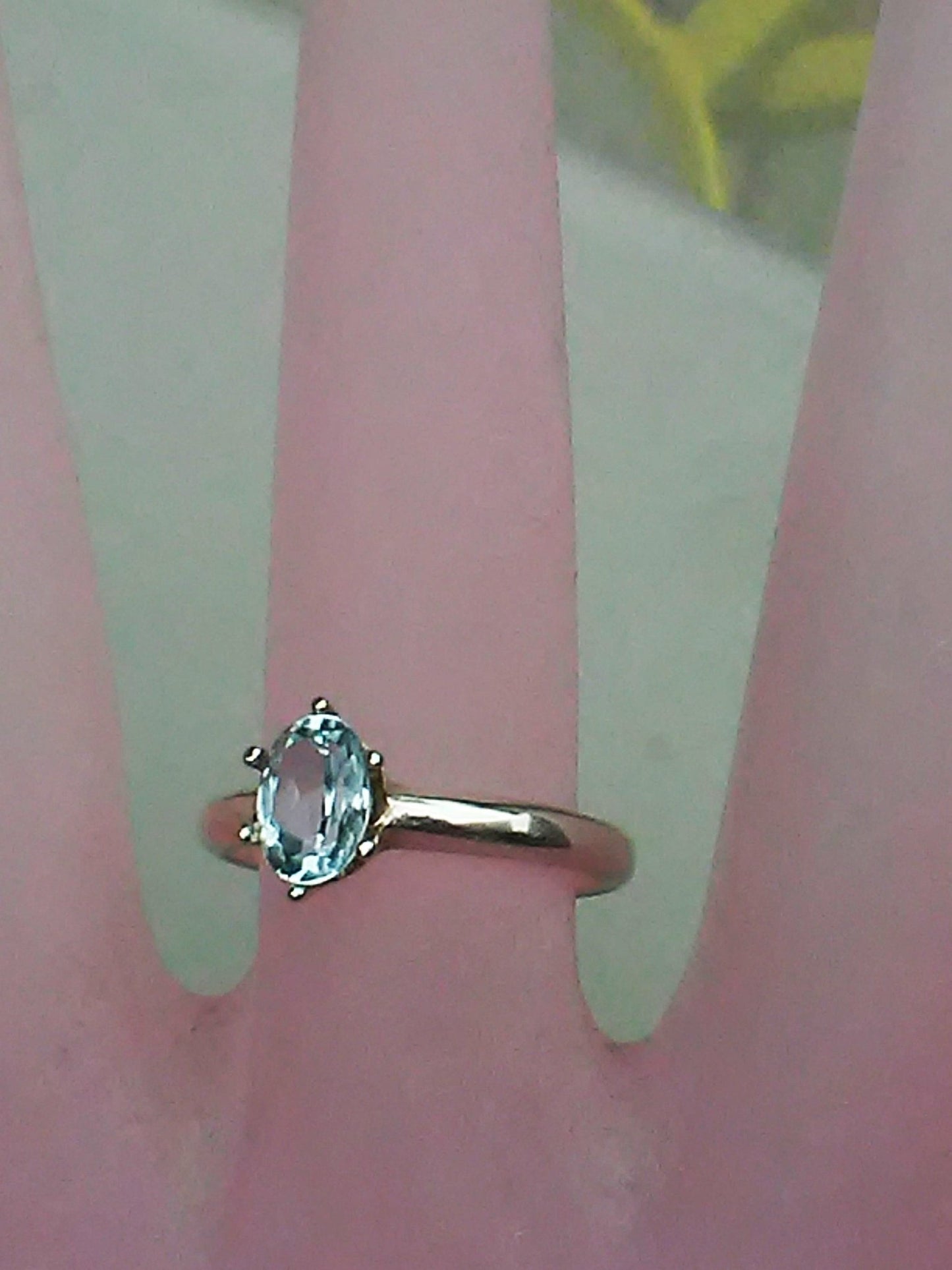 Oval Aquamarine Solitaire Ring - Gems by Gigi