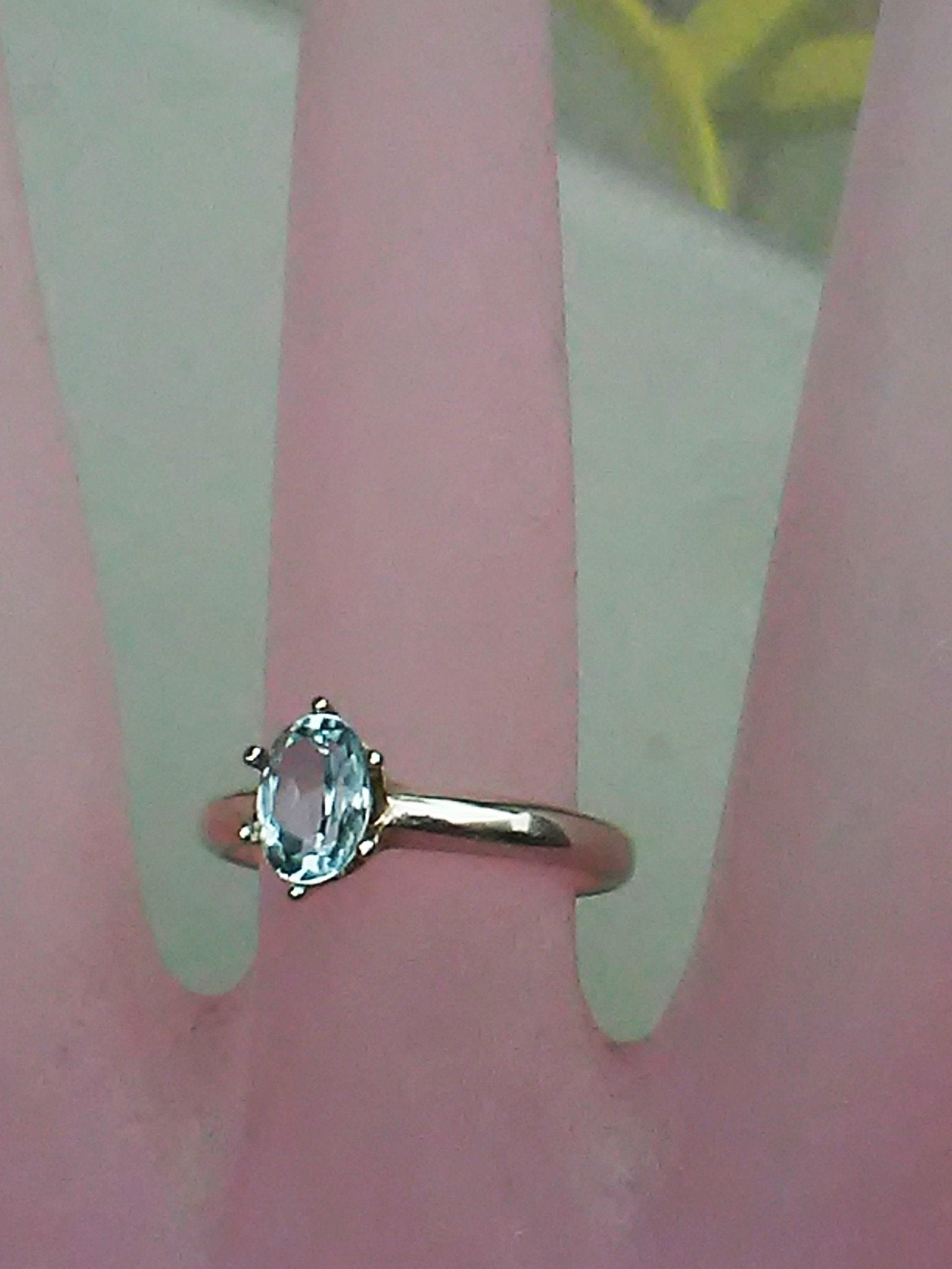 Oval Aquamarine Solitaire Ring - Gems by Gigi