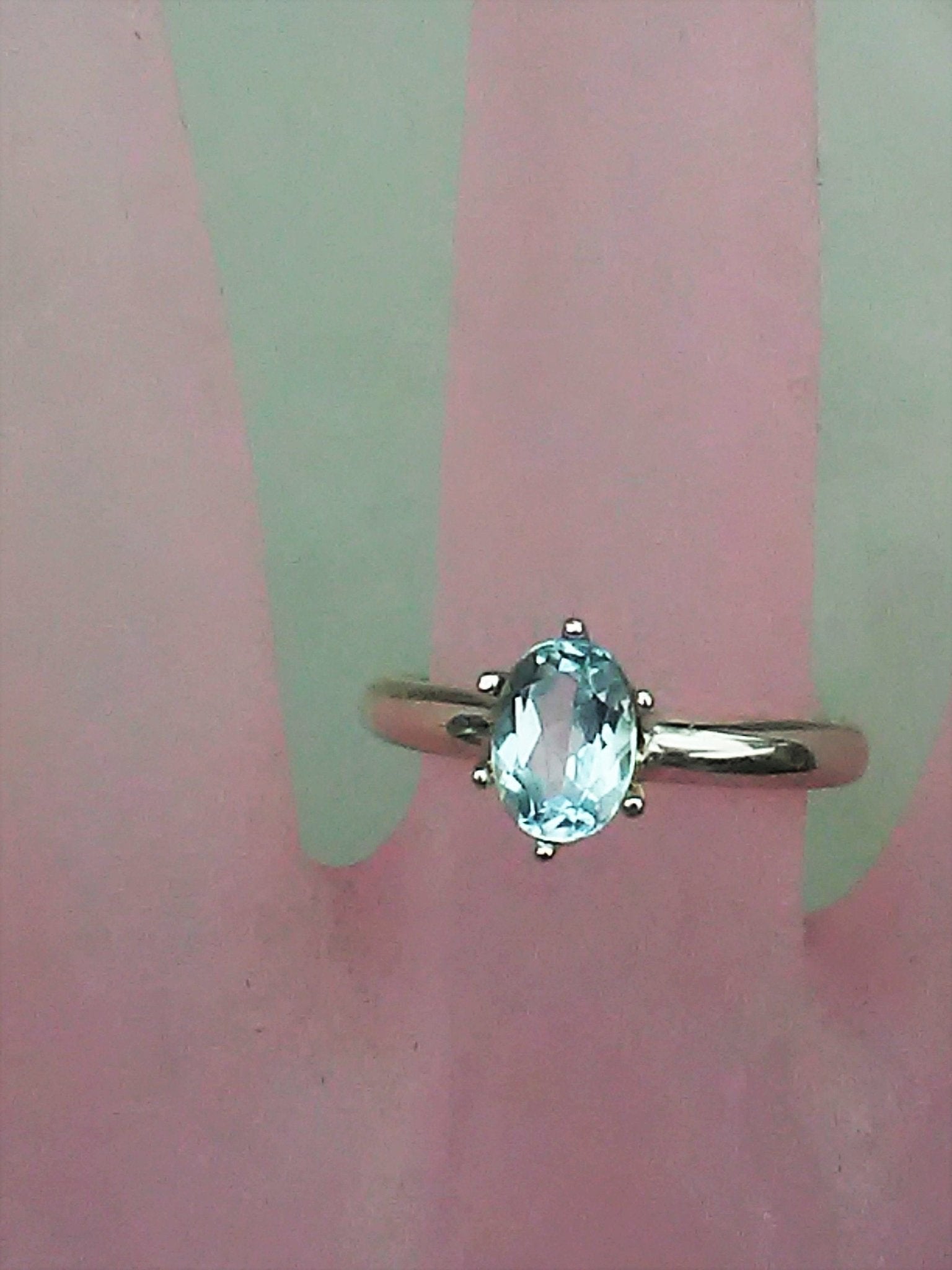 Oval Aquamarine Solitaire Ring - Gems by Gigi