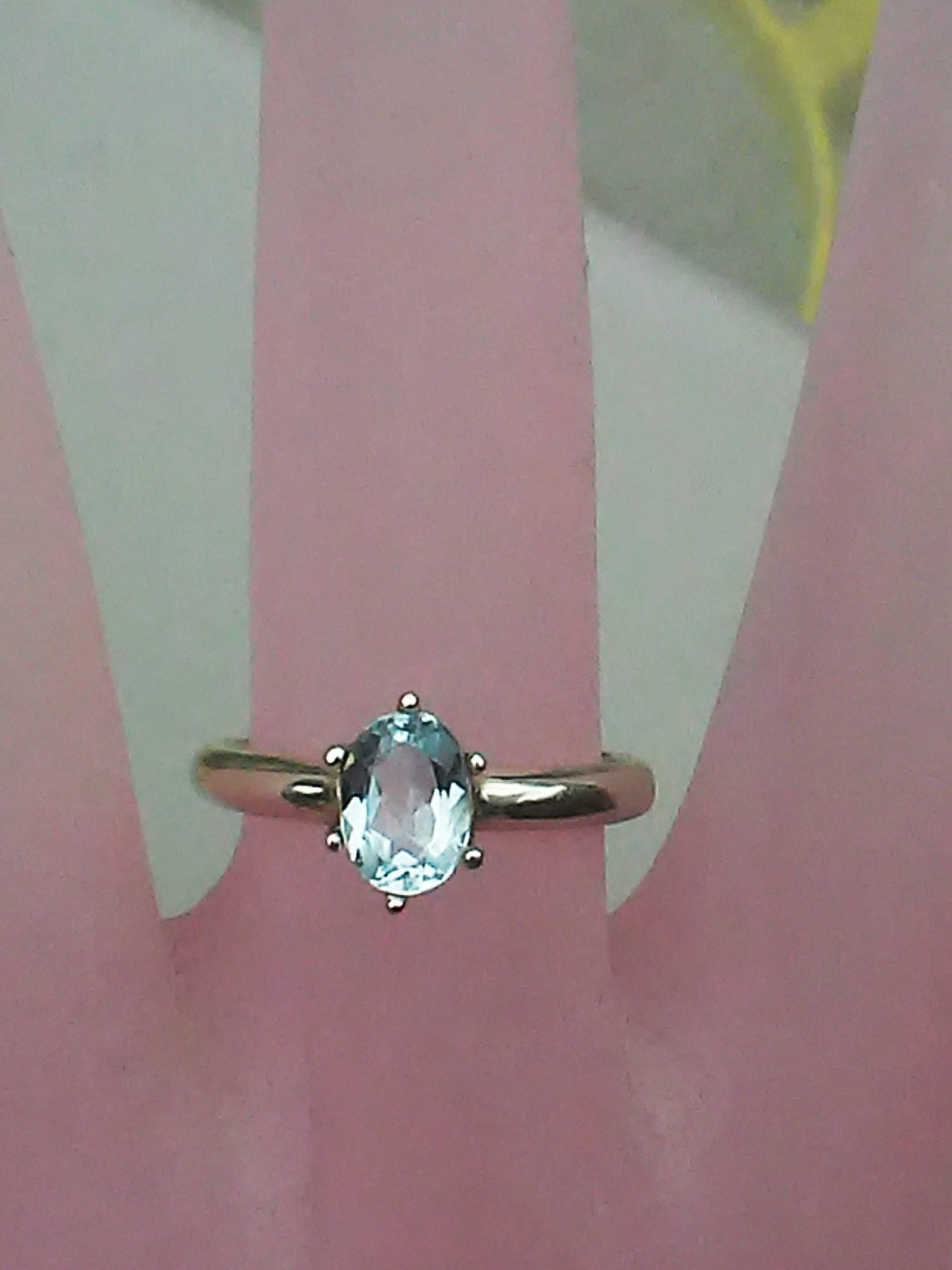 Oval Aquamarine Solitaire Ring - Gems by Gigi
