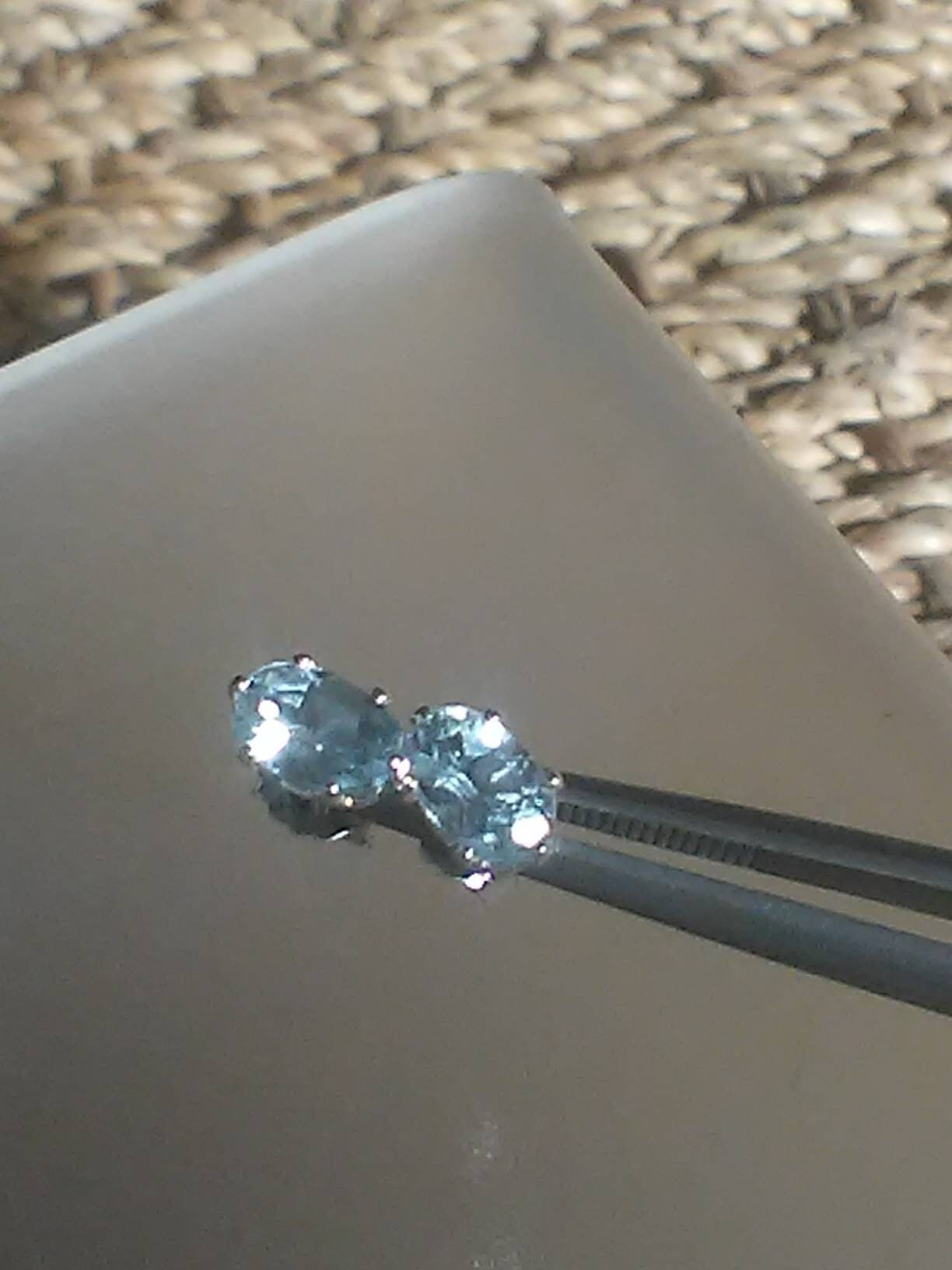 Oval Aquamarine Stud Earrings Sterling Silver - Gems by Gigi