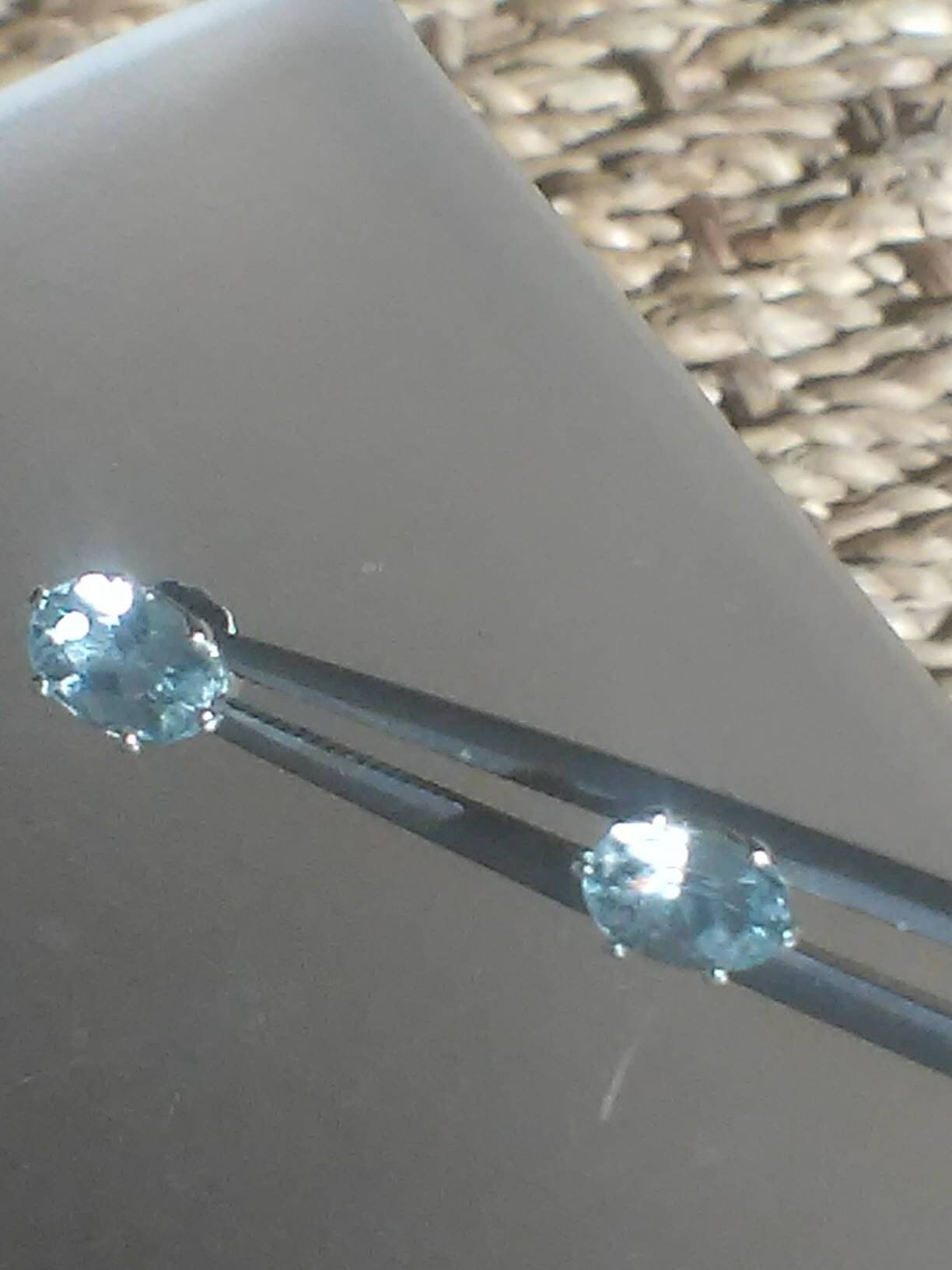 Oval Aquamarine Stud Earrings Sterling Silver - Gems by Gigi