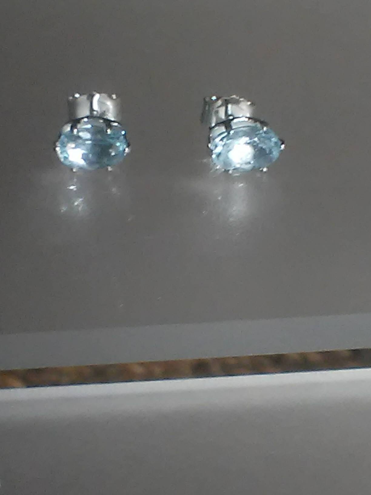 Oval Aquamarine Stud Earrings Sterling Silver - Gems by Gigi