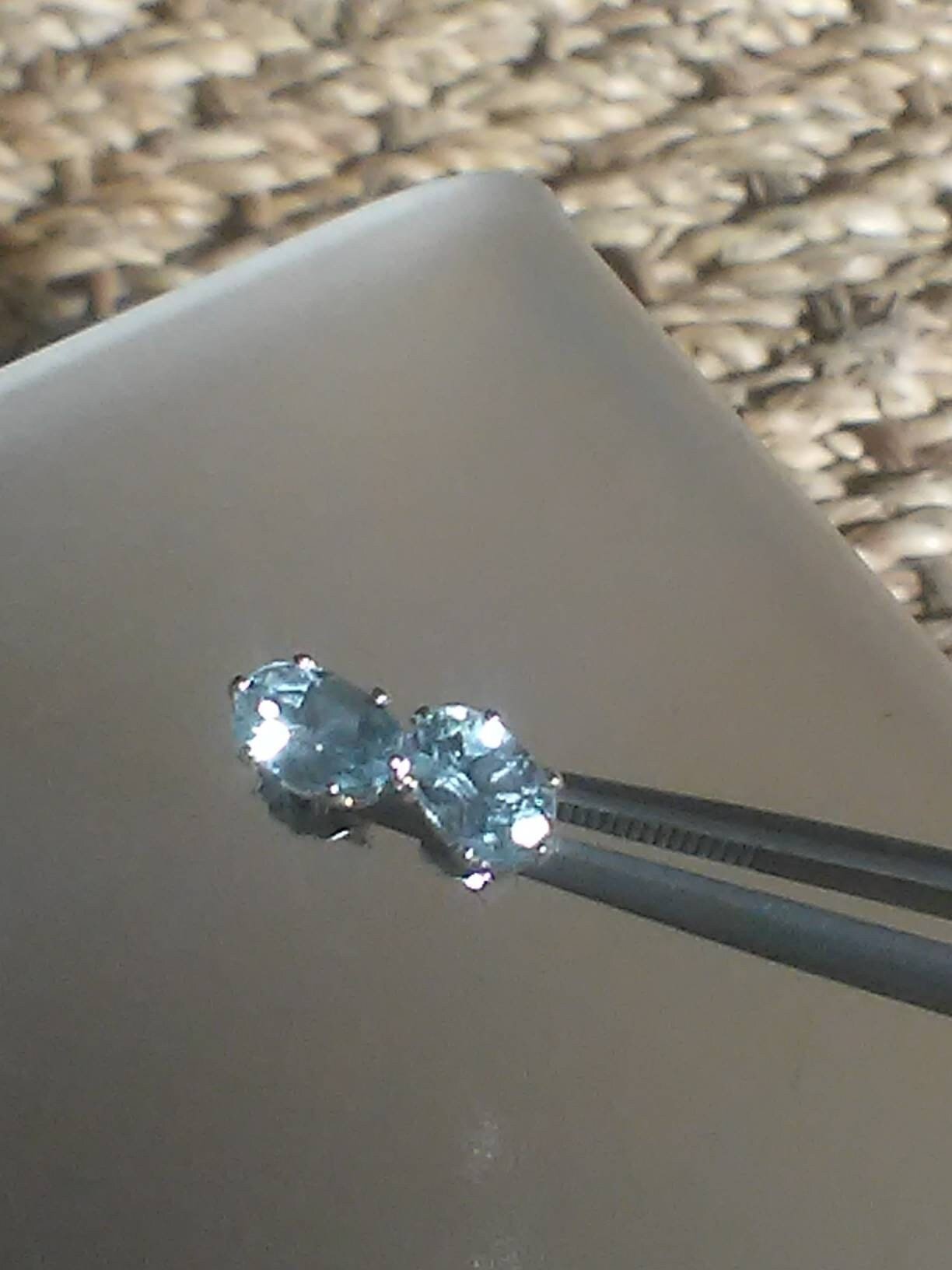 Oval Aquamarine Stud Earrings Sterling Silver - Gems by Gigi