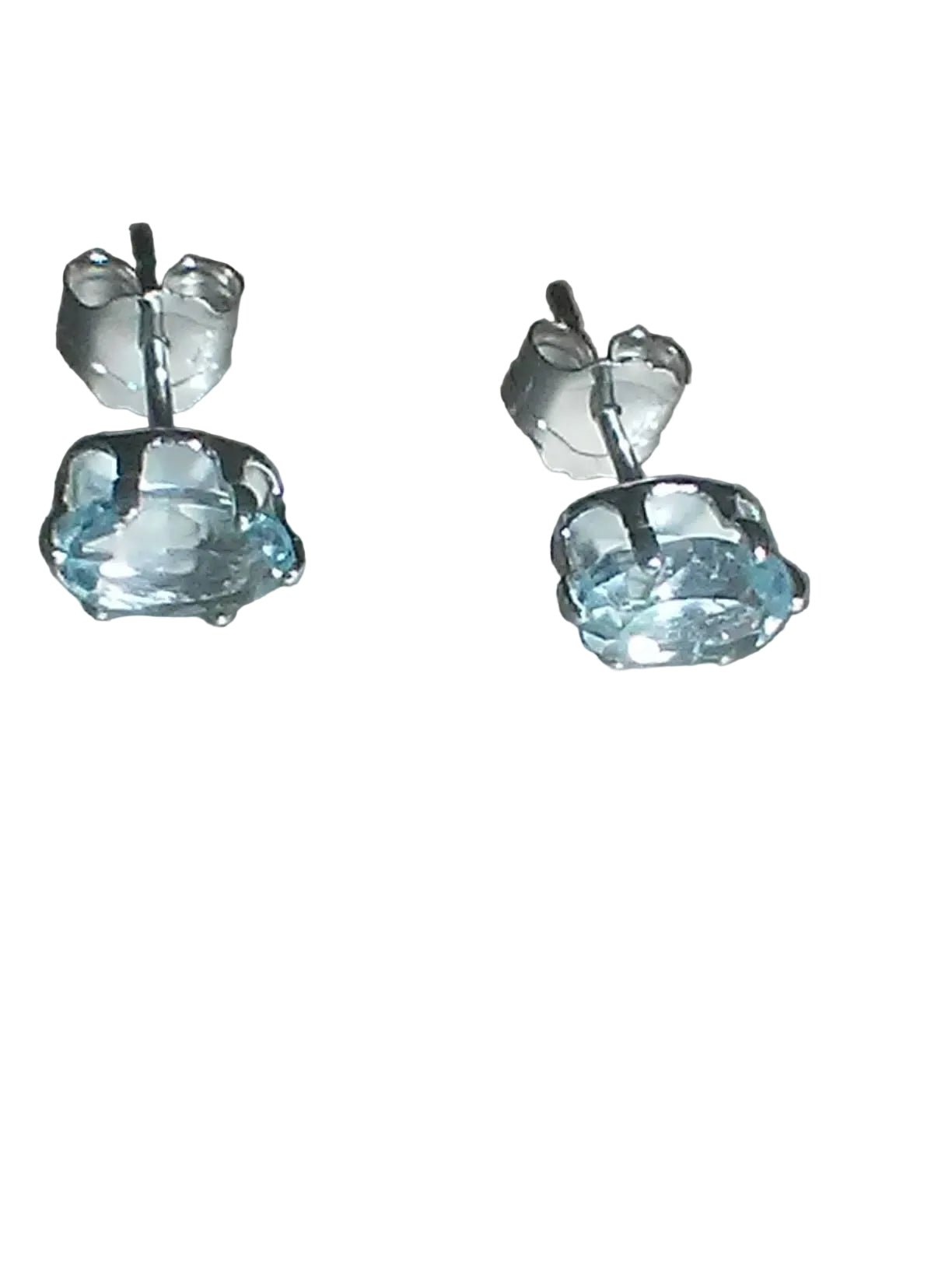Oval Aquamarine Stud Earrings Sterling Silver - Gems by Gigi