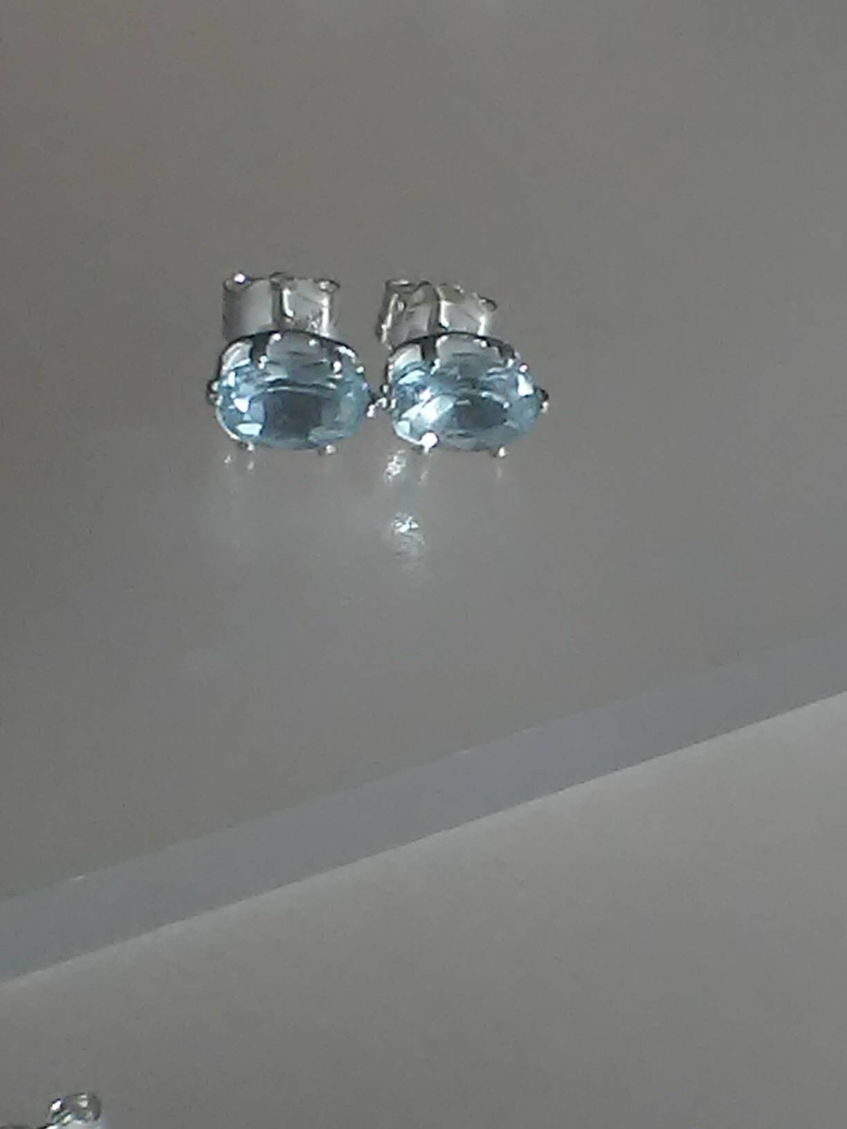 Oval Aquamarine Stud Earrings Sterling Silver - Gems by Gigi