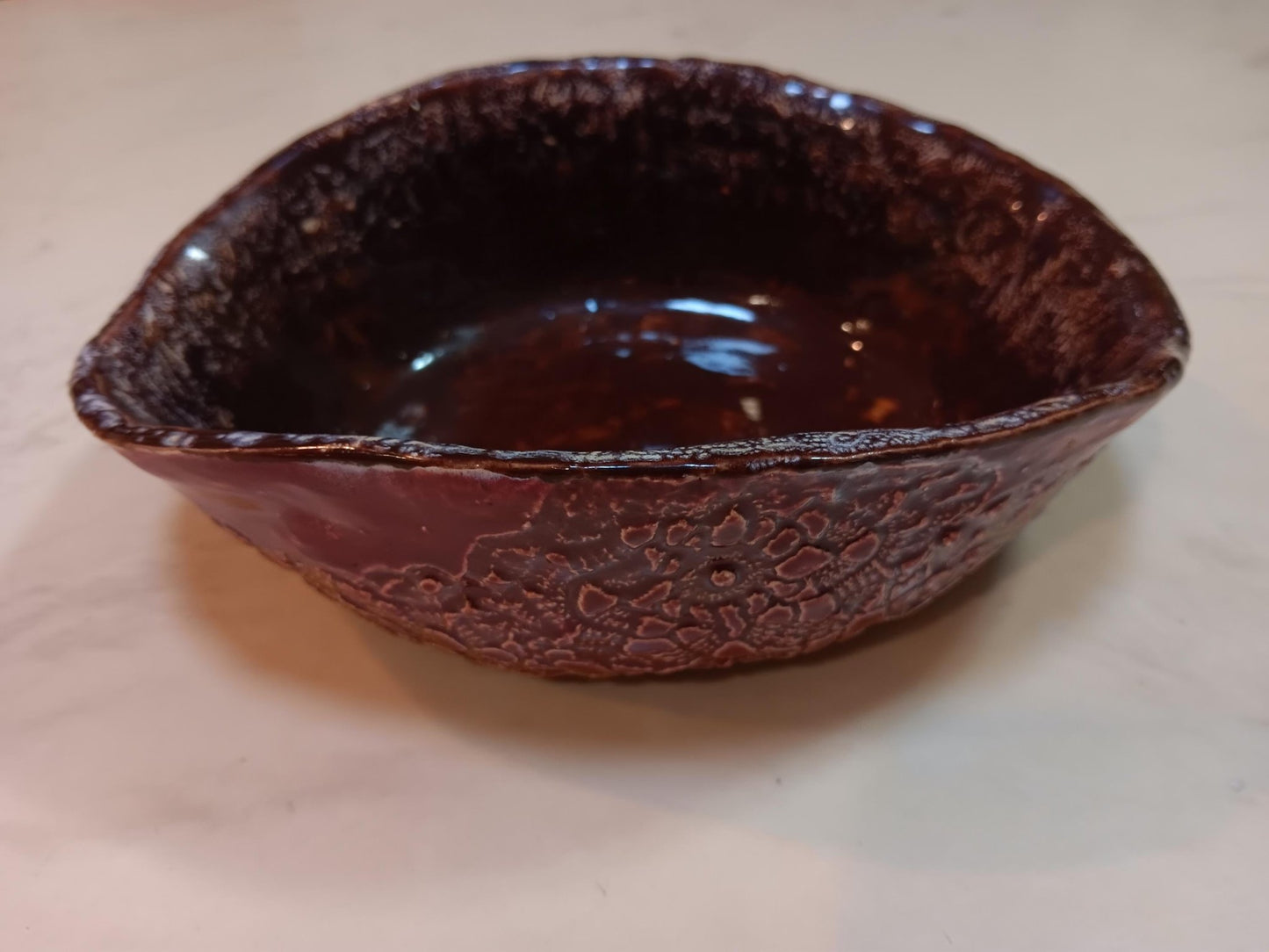 Oval Flower Pattern Plum Ceramic Dish - Gems by Gigi