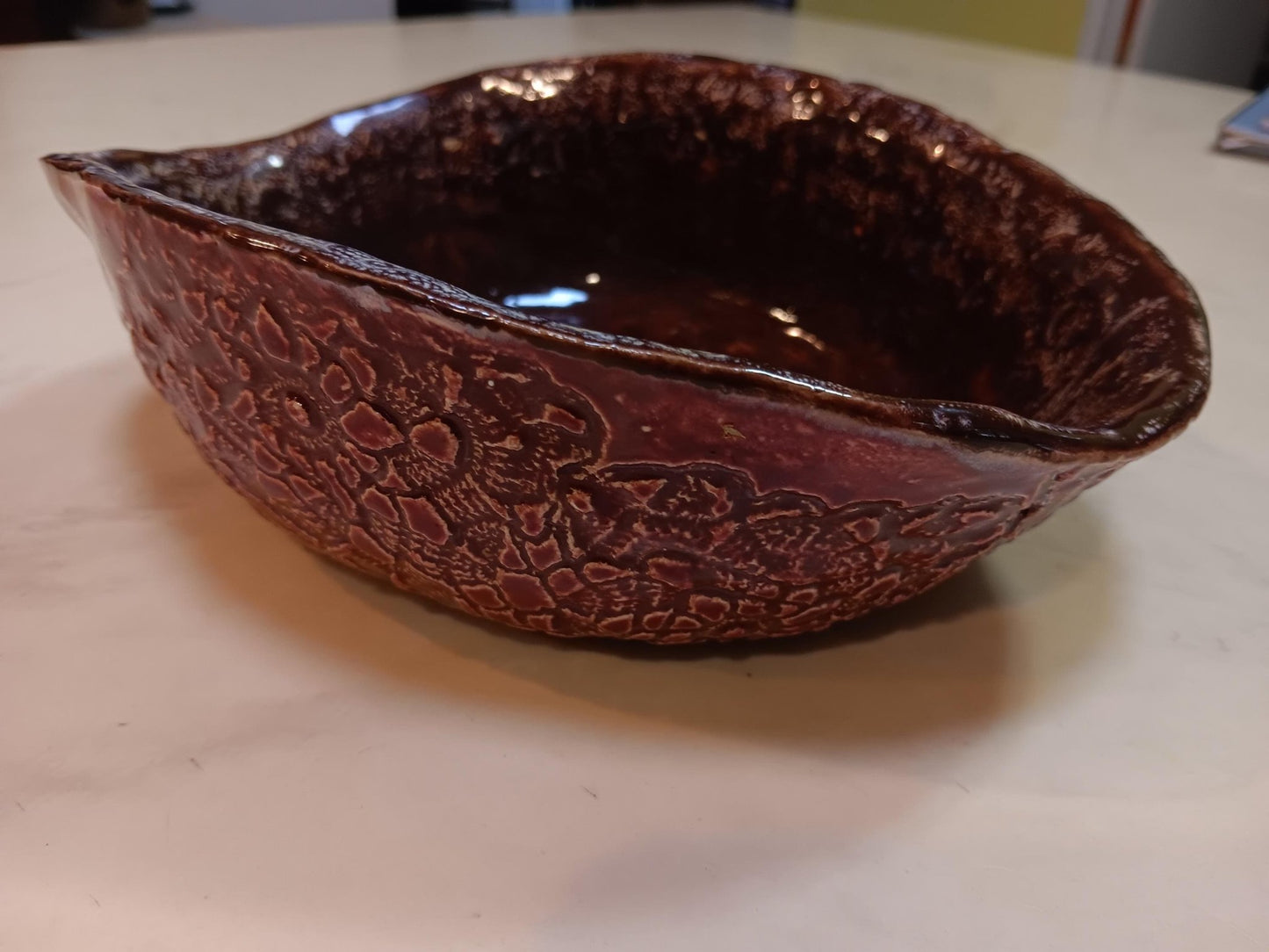 Oval Flower Pattern Plum Ceramic Dish - Gems by Gigi