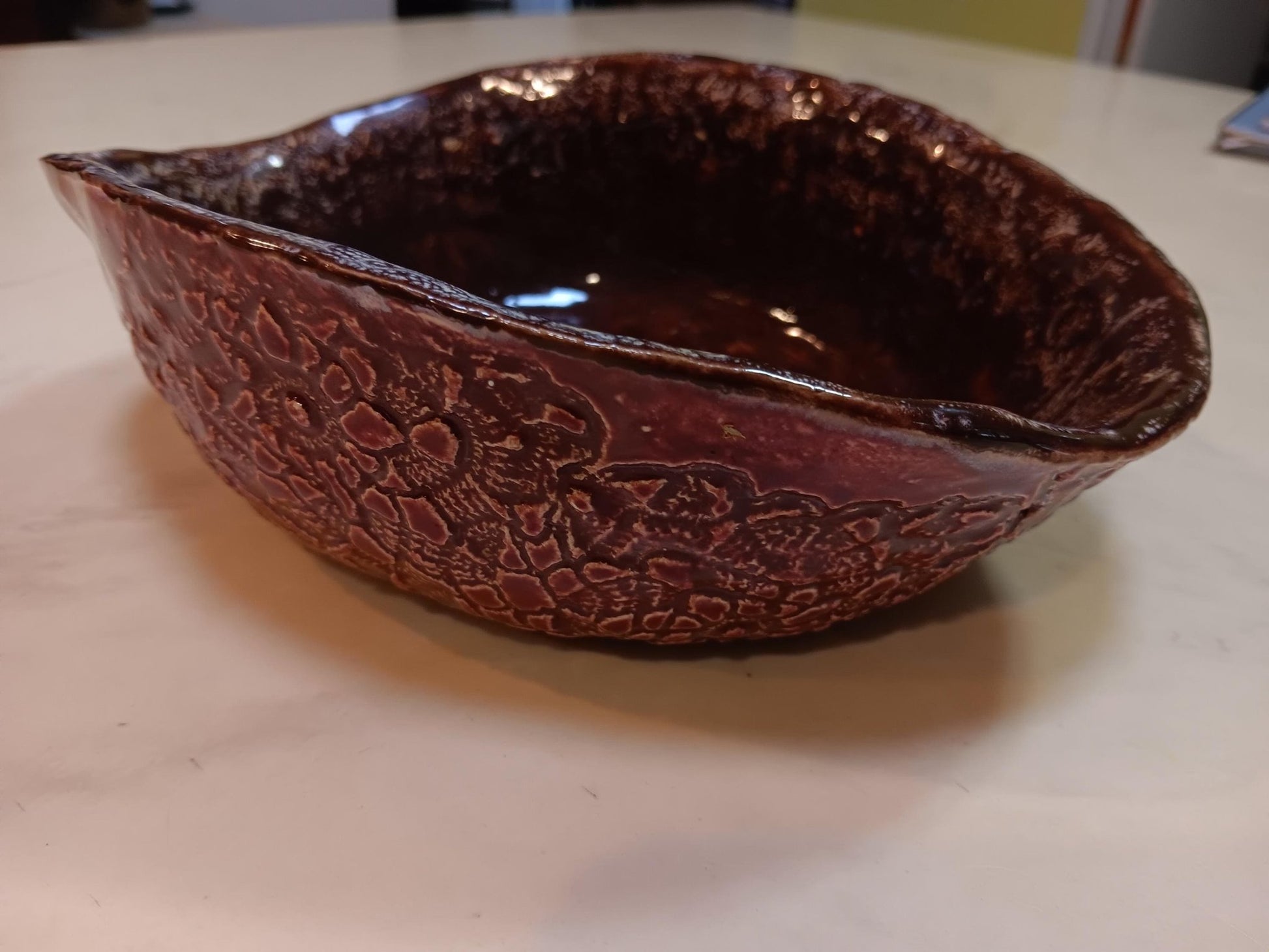 Oval Flower Pattern Plum Ceramic Dish - Gems by Gigi