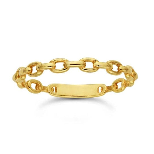 Oval Link Ring Band Yellow Gold 14kt - Gems by Gigi