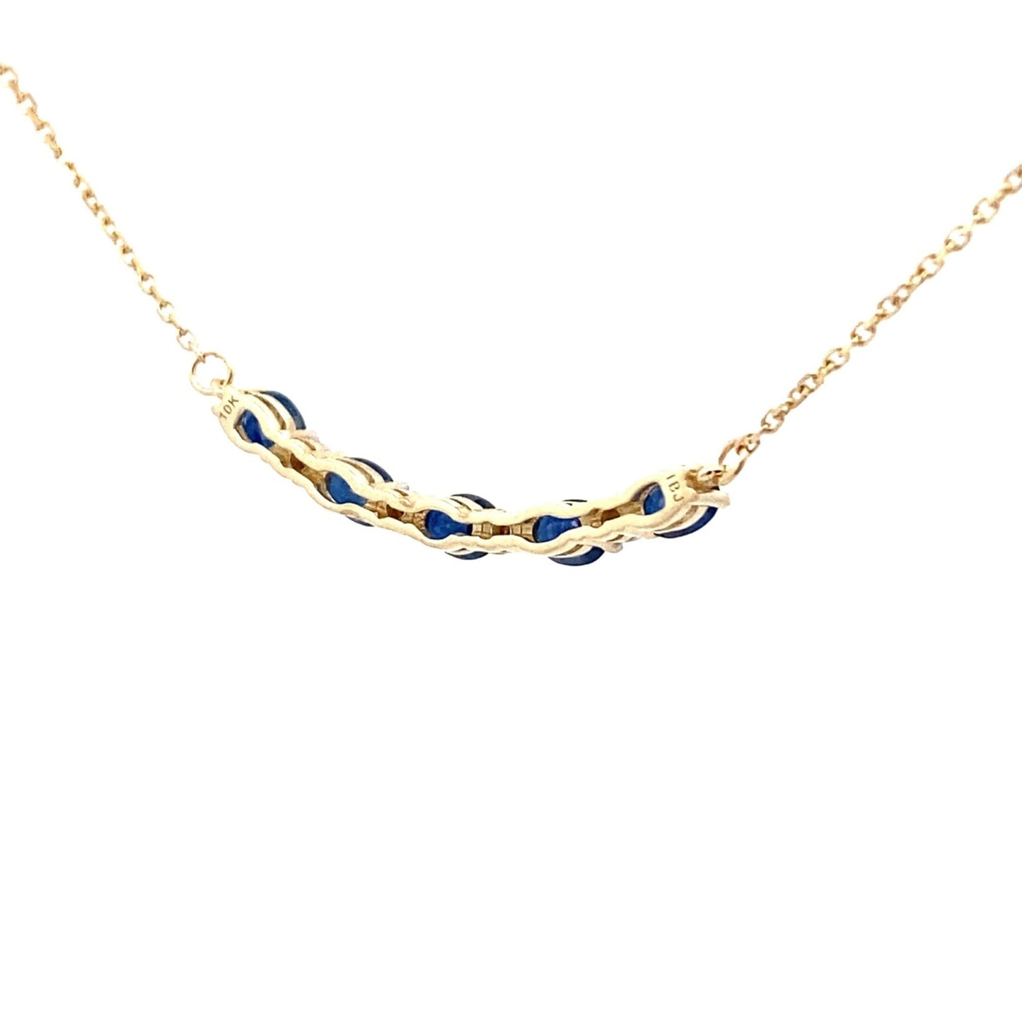 Oval Sapphire Diamond Necklace Yellow Gold 10kt - Gems by Gigi