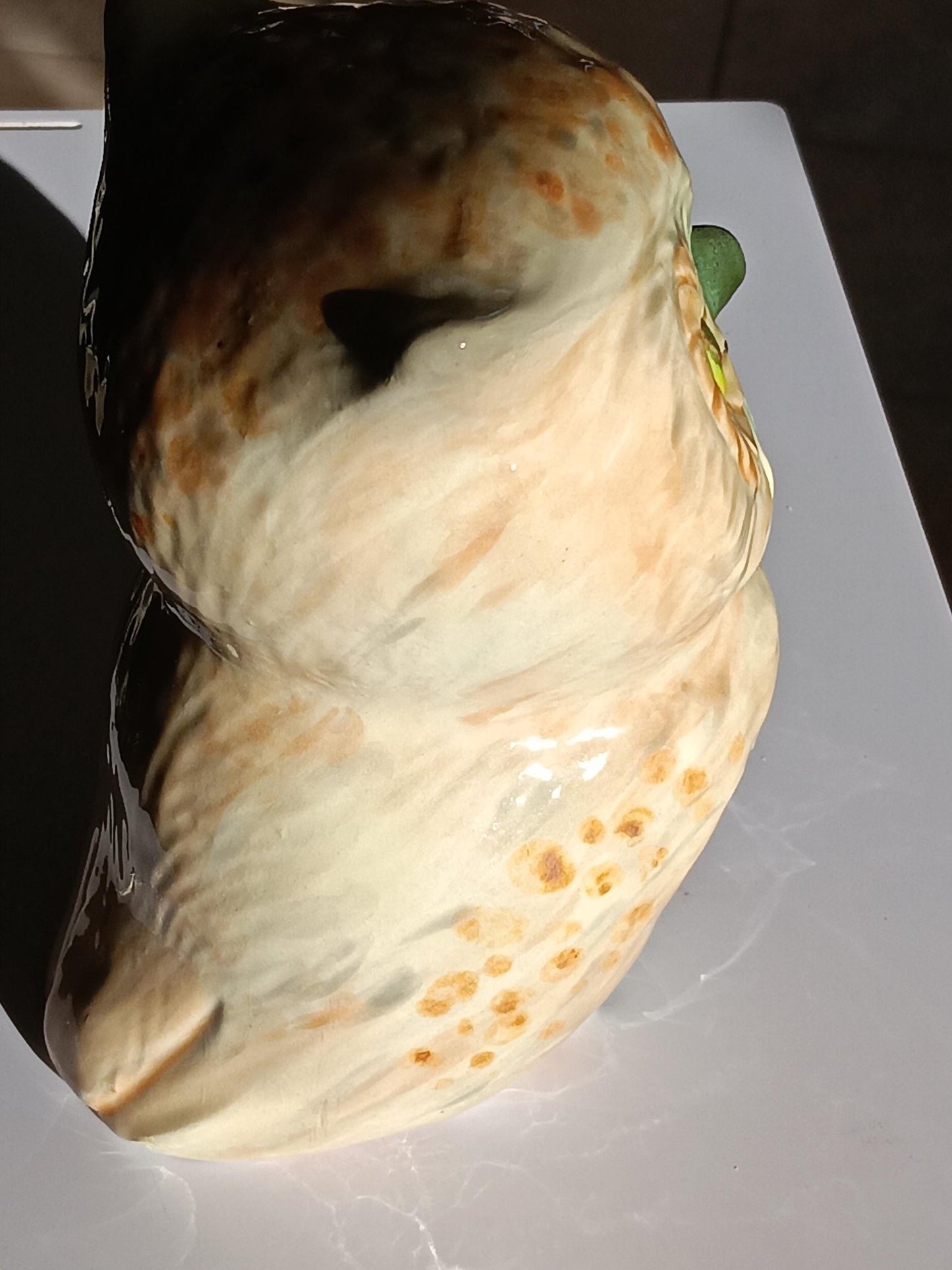 Owl Figurine Tan Teal Ceramic - Gems by Gigi