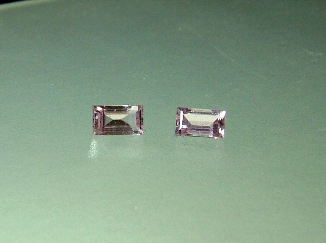 Pale Pink Baguette Sapphire Pair Natural Gemstone Blush 5 x 3mm - Gems by Gigi
