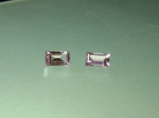 Pale Pink Baguette Sapphire Pair Natural Gemstone Blush 5 x 3mm - Gems by Gigi