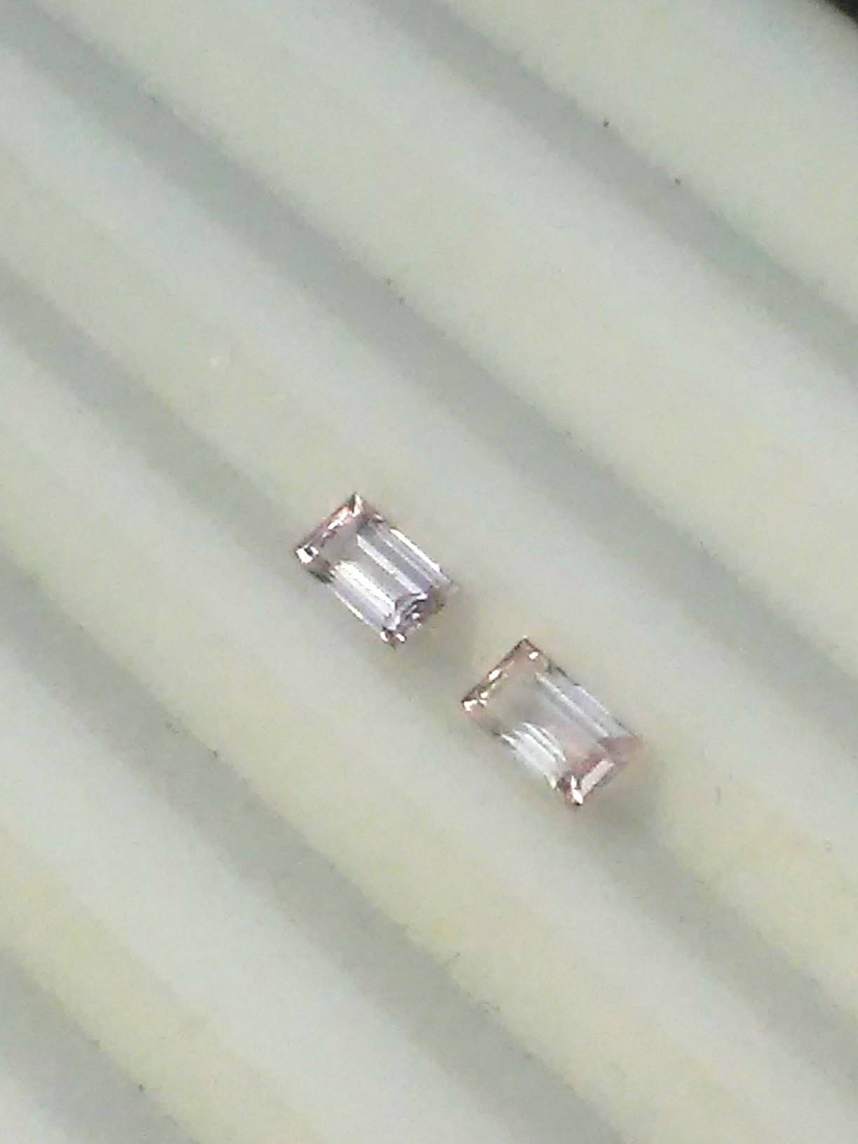 Pale Pink Baguette Sapphire Pair Natural Gemstone Blush 5 x 3mm - Gems by Gigi