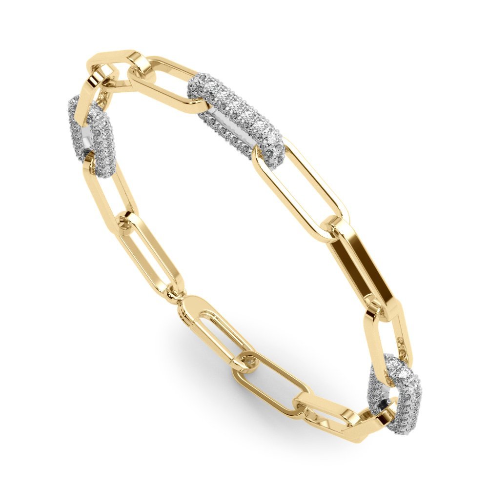 Pave Lab Grown Diamond Paperclip Bracelet Two Tone 14kt - Gems by Gigi
