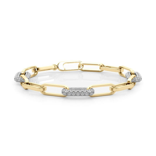 Pave Lab Grown Diamond Paperclip Bracelet Two Tone 14kt - Gems by Gigi