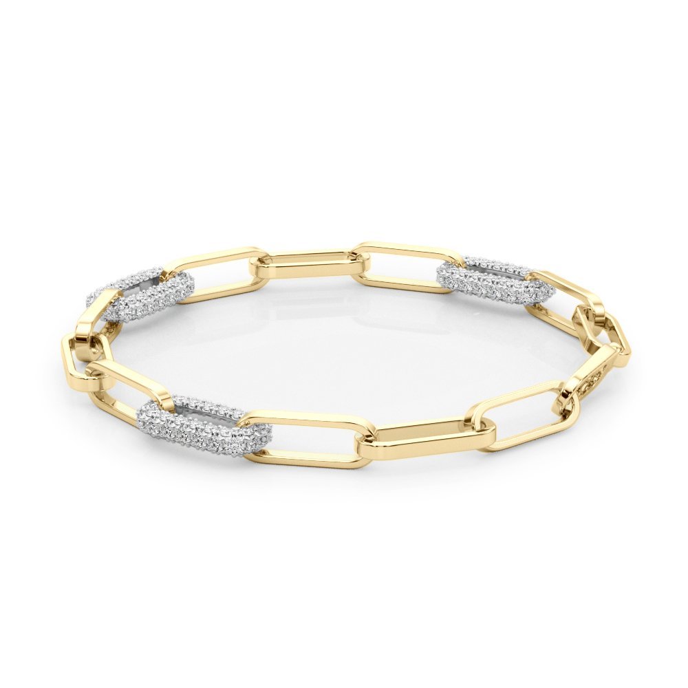 Pave Lab Grown Diamond Paperclip Bracelet Two Tone 14kt - Gems by Gigi