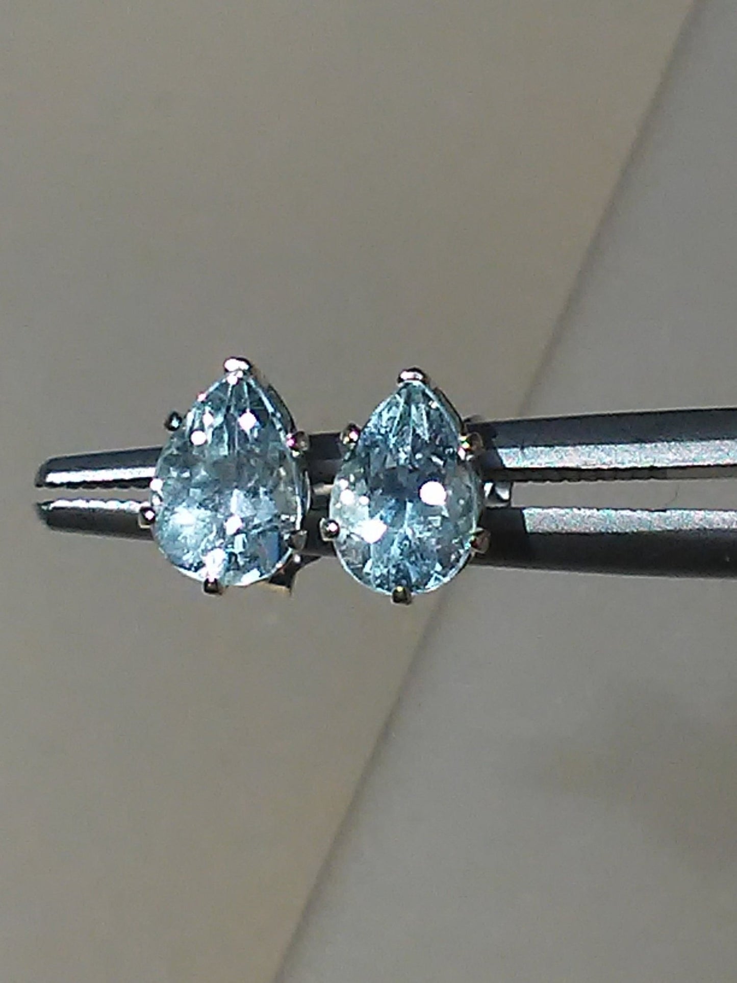 Pear Aquamarine Stud Earrings - Gems by Gigi