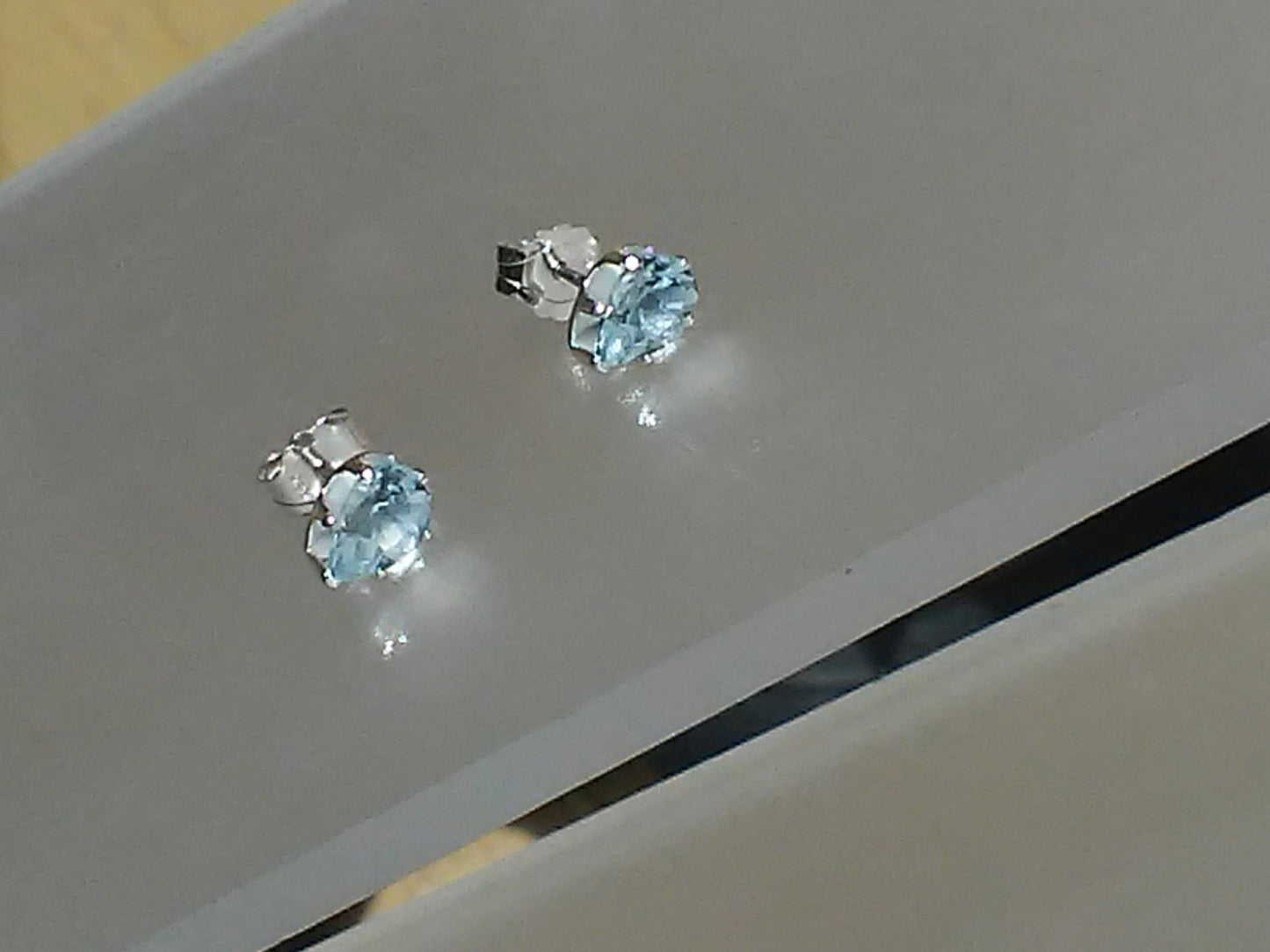 Pear Aquamarine Stud Earrings - Gems by Gigi