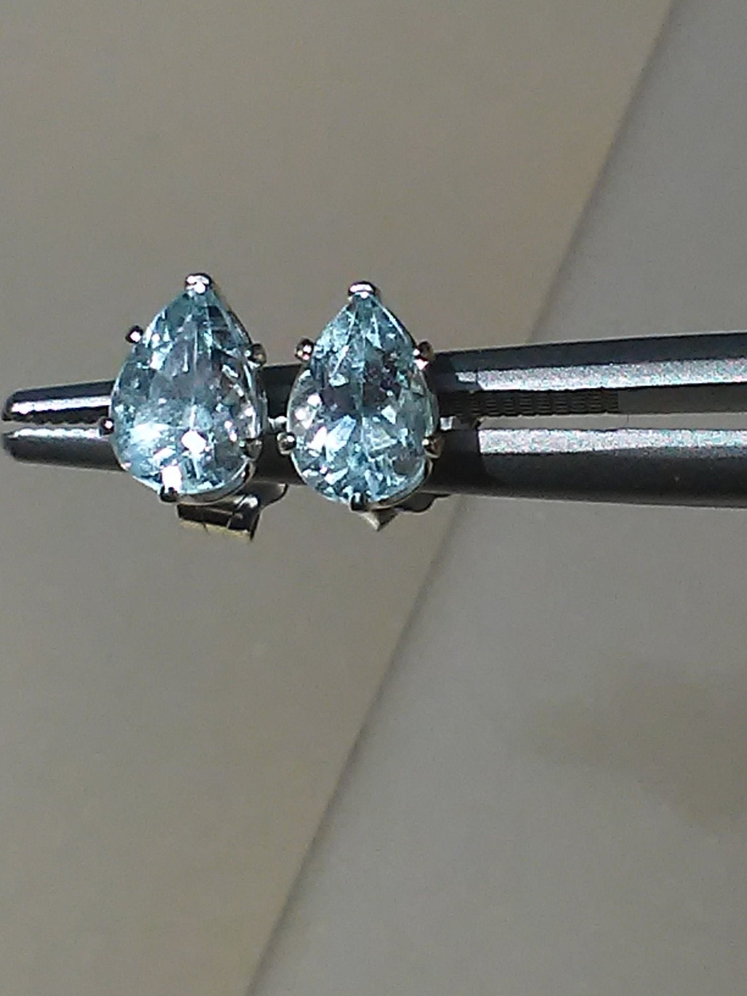 Pear Aquamarine Stud Earrings - Gems by Gigi