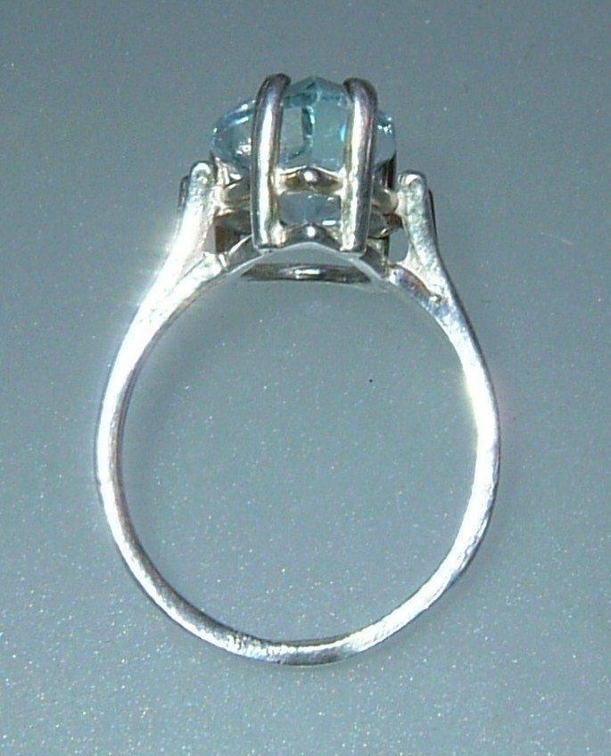 Pear Blue Topaz Solitaire Ring Sterling Silver - Gems by Gigi