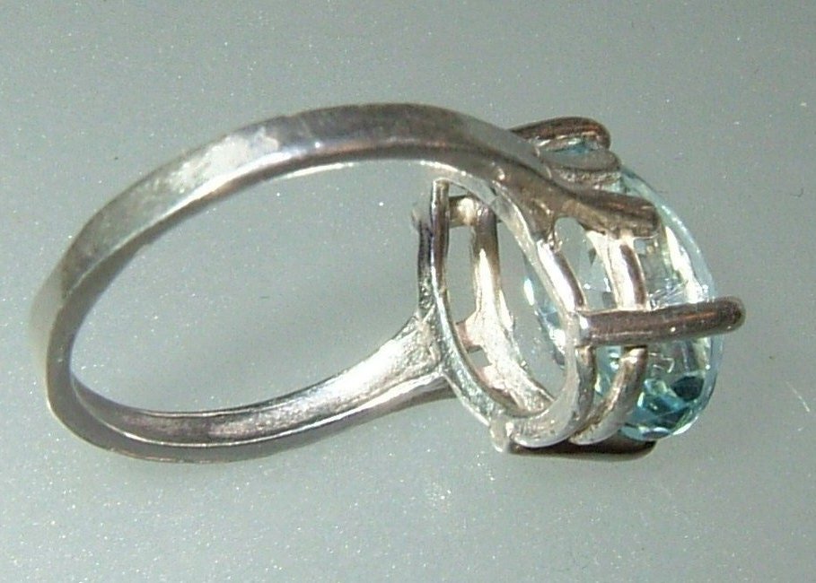 Pear Blue Topaz Solitaire Ring Sterling Silver - Gems by Gigi