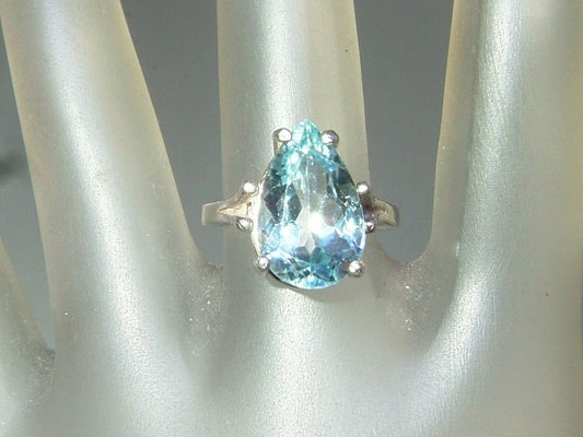 Pear Blue Topaz Solitaire Ring Sterling Silver - Gems by Gigi