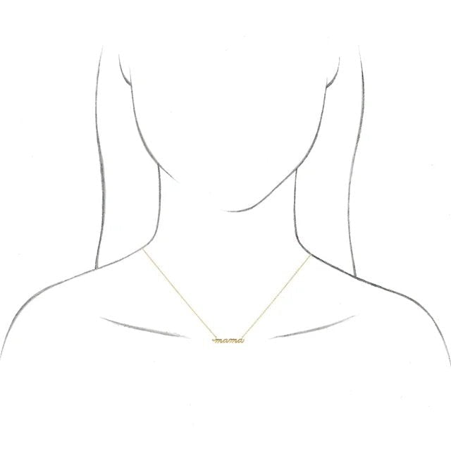 Petite Mama Script Necklace Yellow Gold 14kt - Gems by Gigi