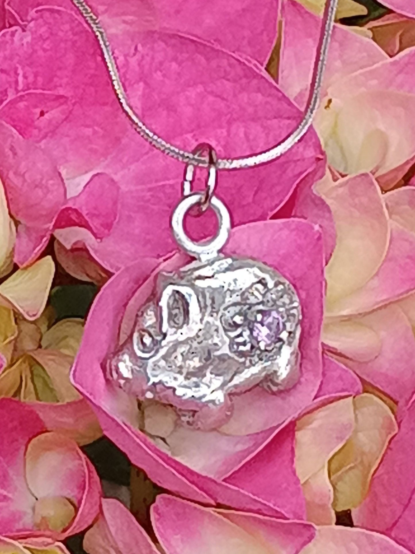 Pink Sapphire Pig Pendant Sterling Silver with Chain - Gems by Gigi