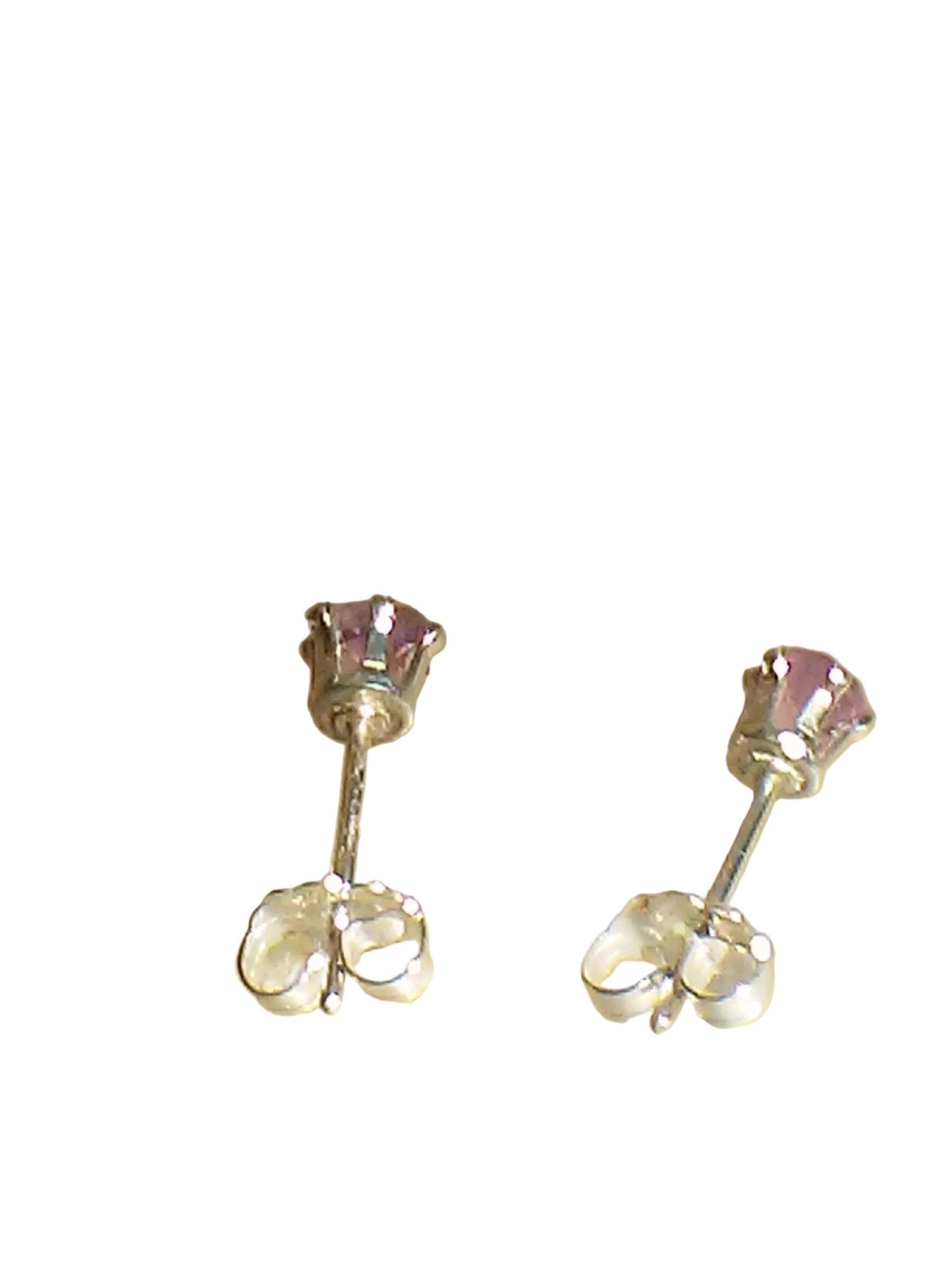 Pink Sapphire Stud Earrings Sterling Silver - Gems by Gigi