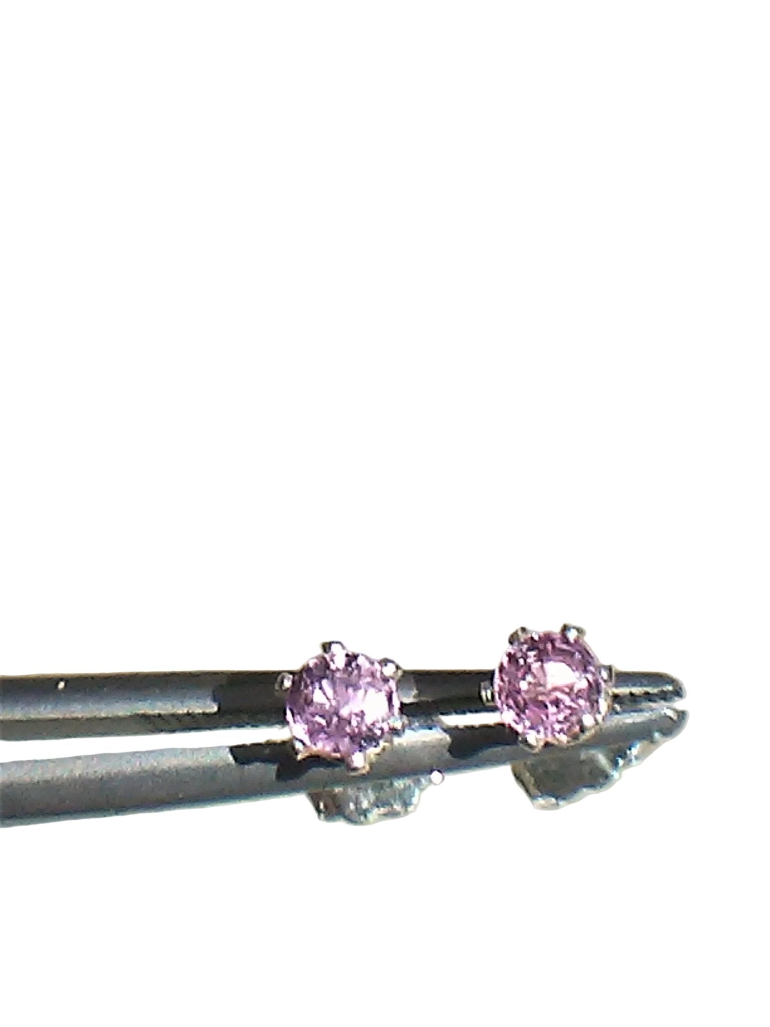 Pink Sapphire Stud Earrings Sterling Silver - Gems by Gigi