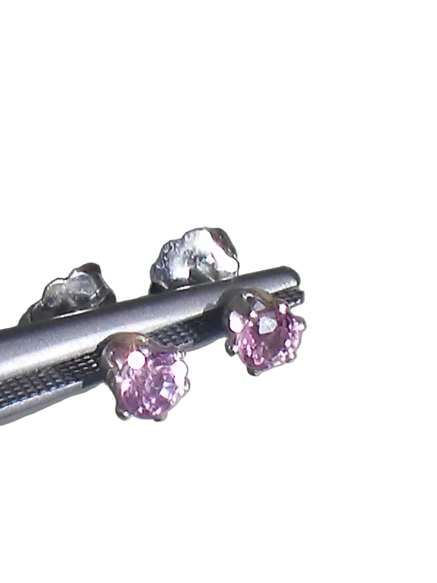 Pink Sapphire Stud Earrings Sterling Silver - Gems by Gigi